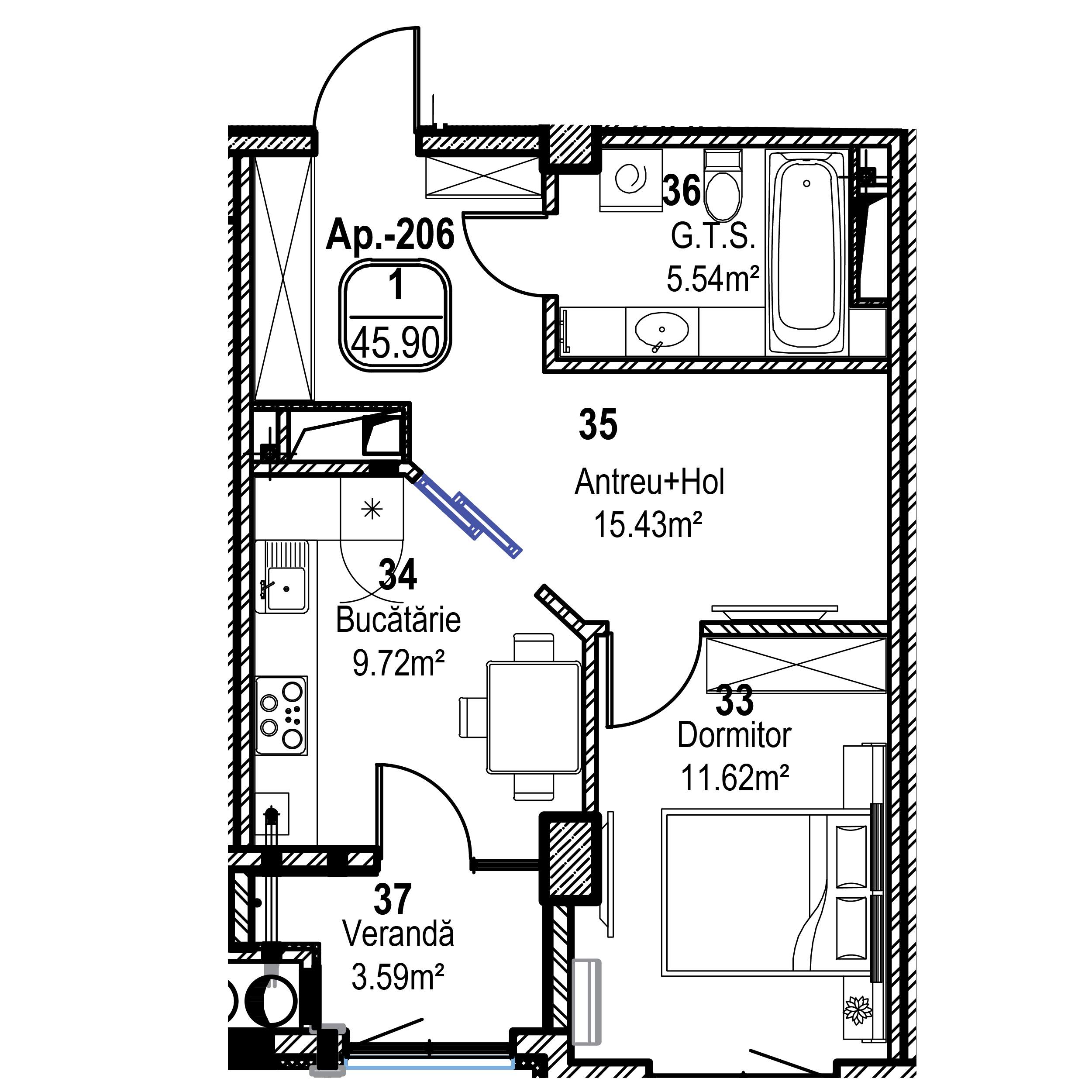 Apartament cu 1 cameră