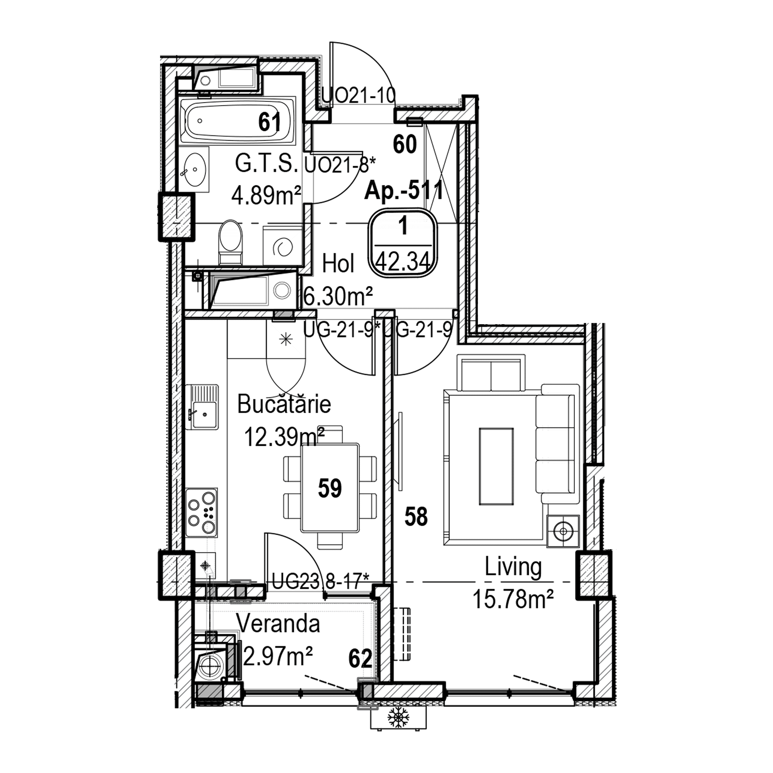 Apartament cu 1 cameră