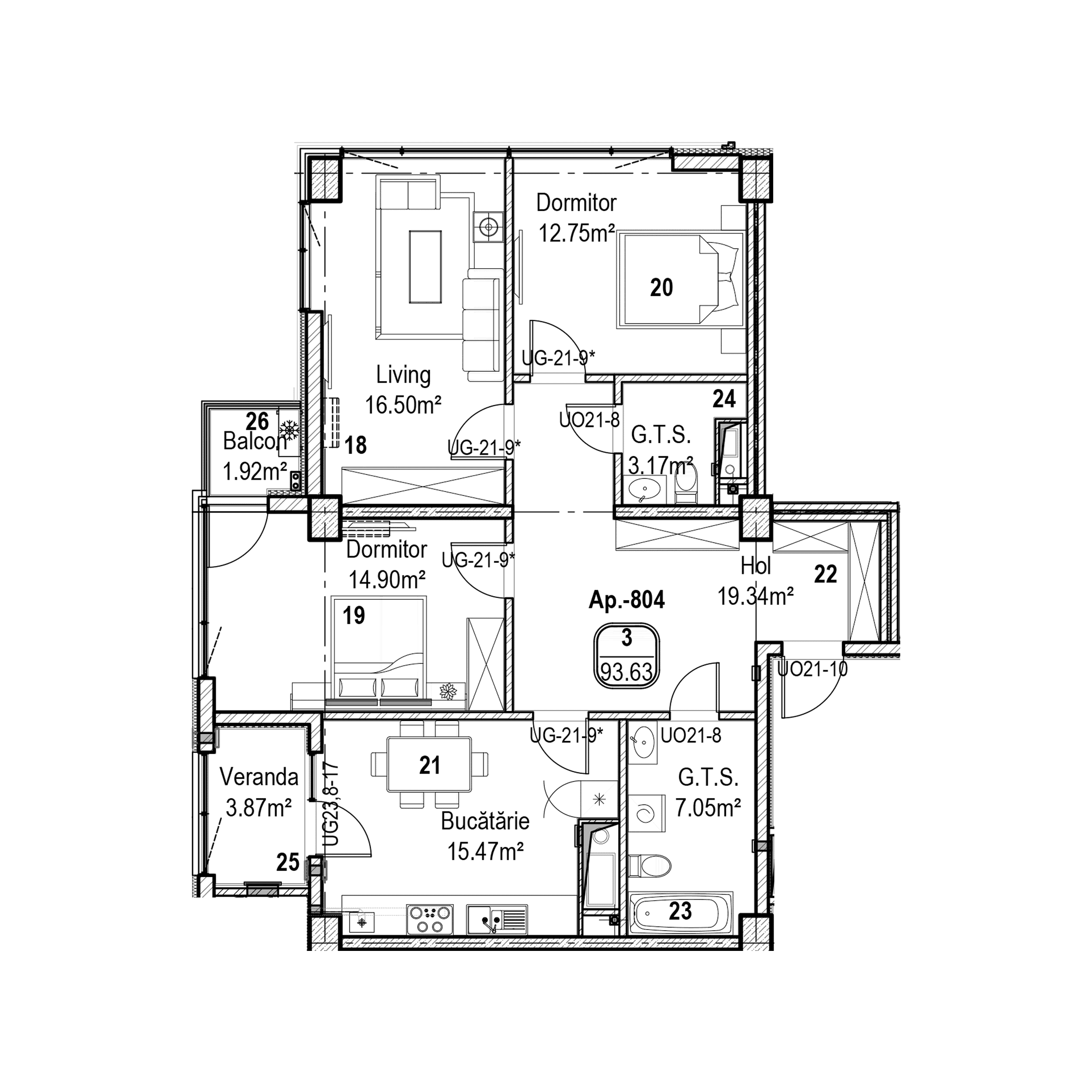 Apartament cu 3 camere