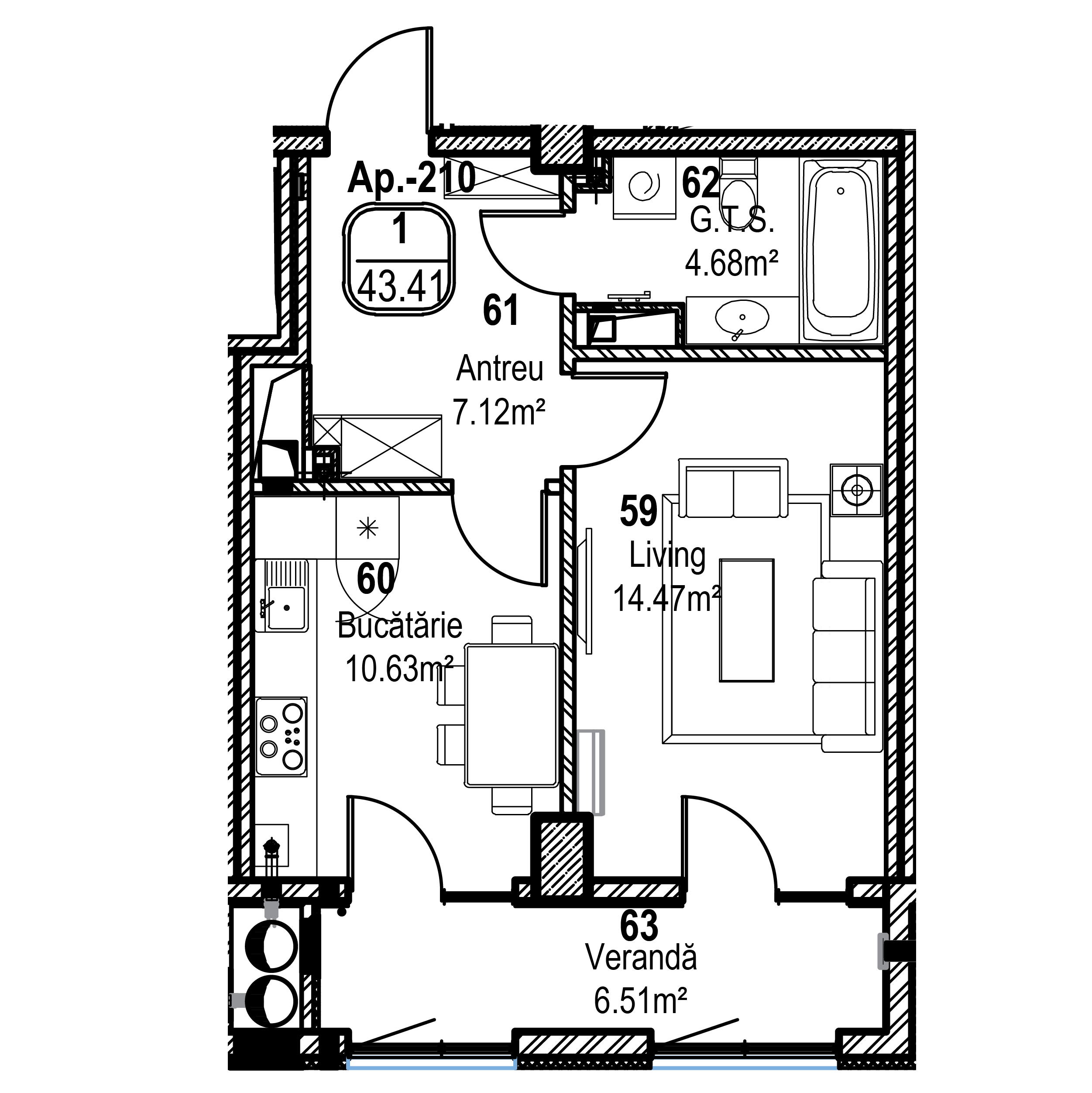 Apartament cu 1 cameră