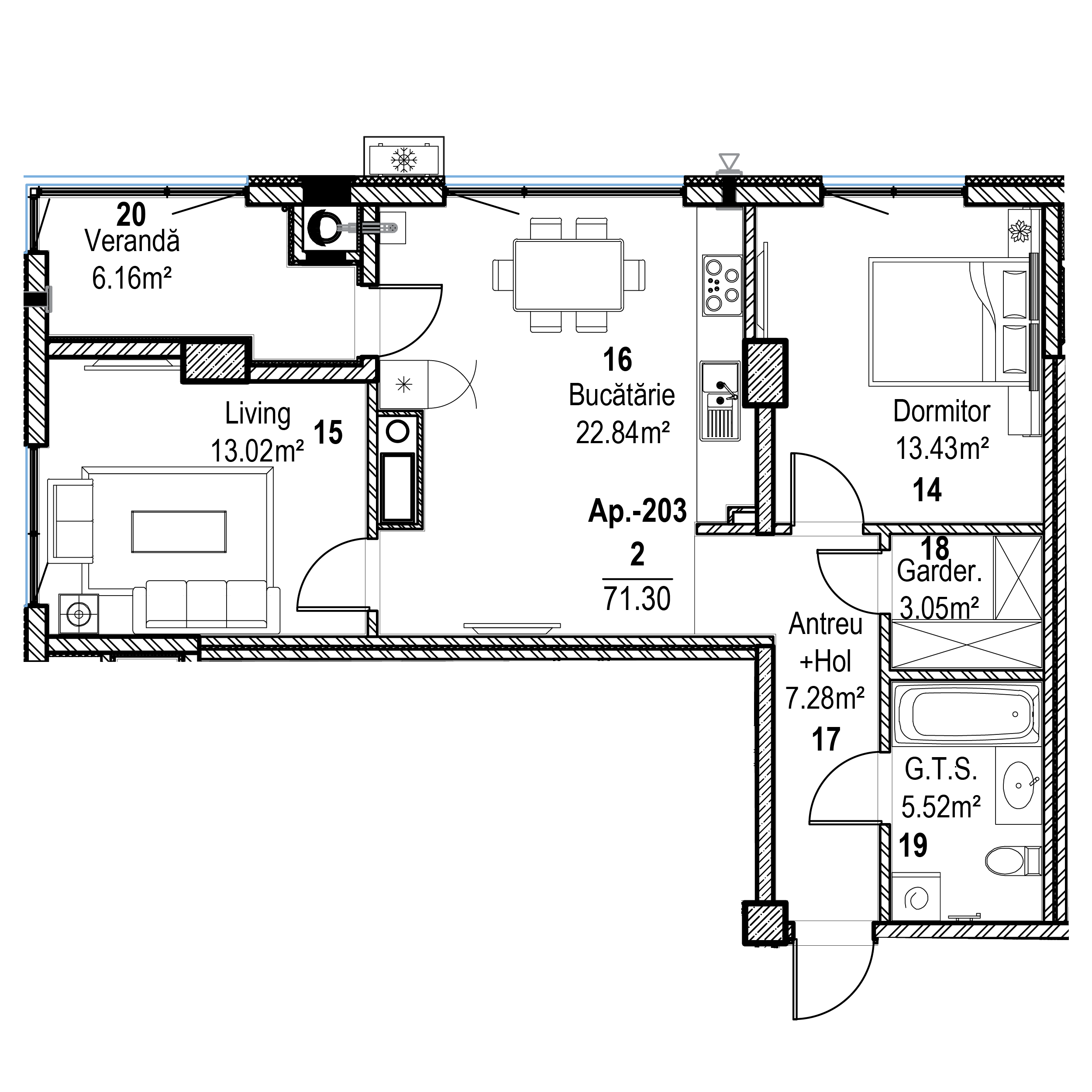 Apartament cu 2 camere