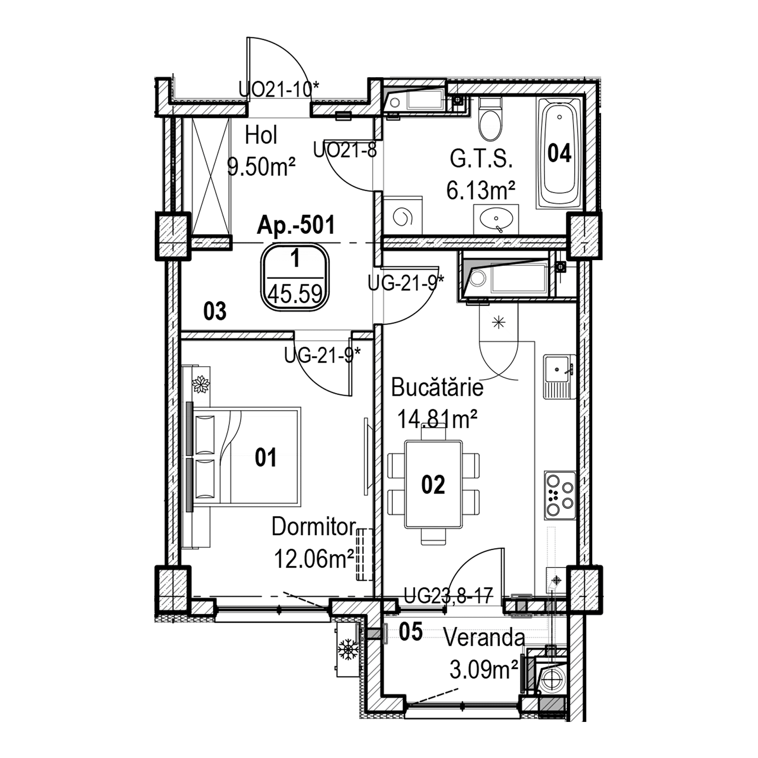 Apartament cu 1 cameră