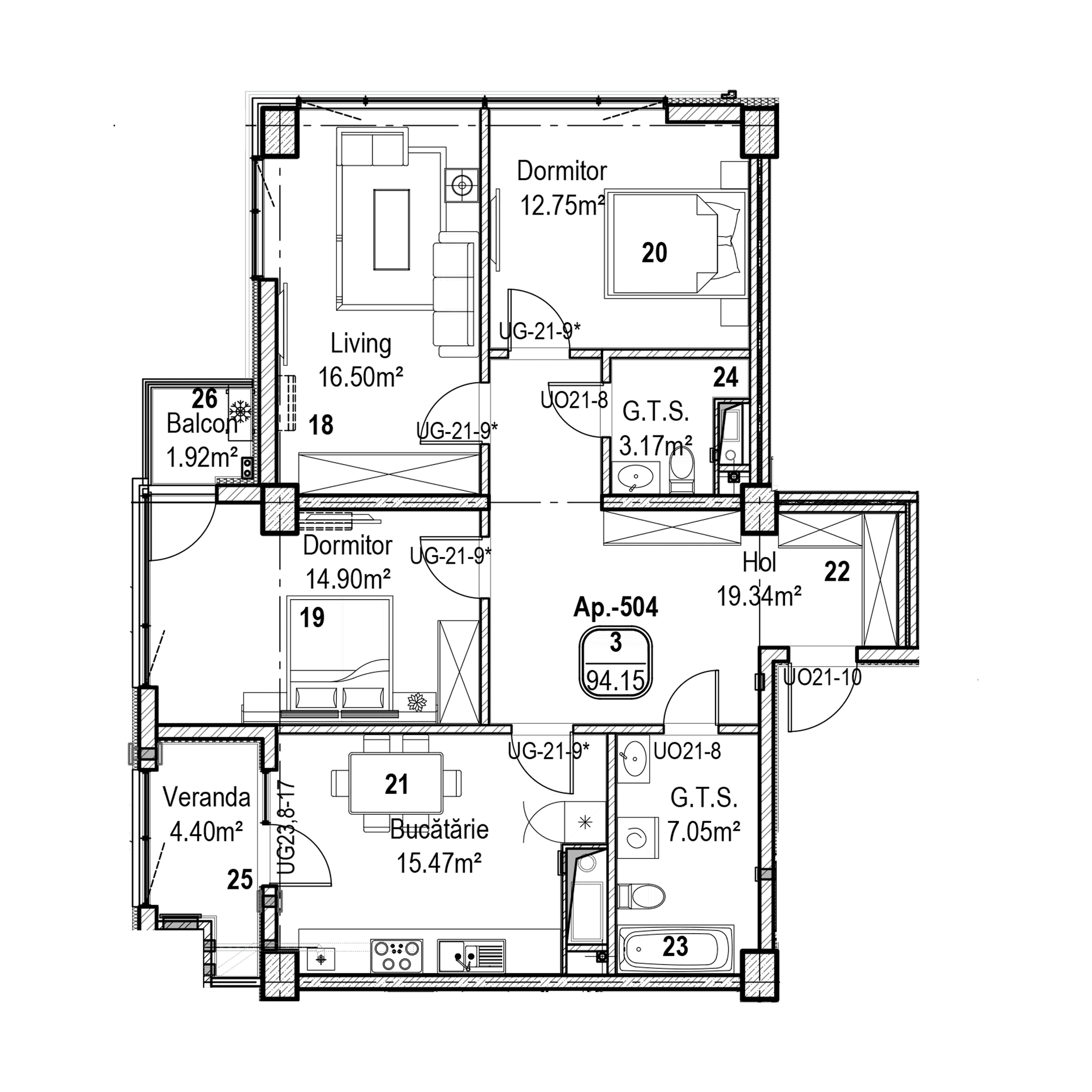 Apartament cu 3 camere
