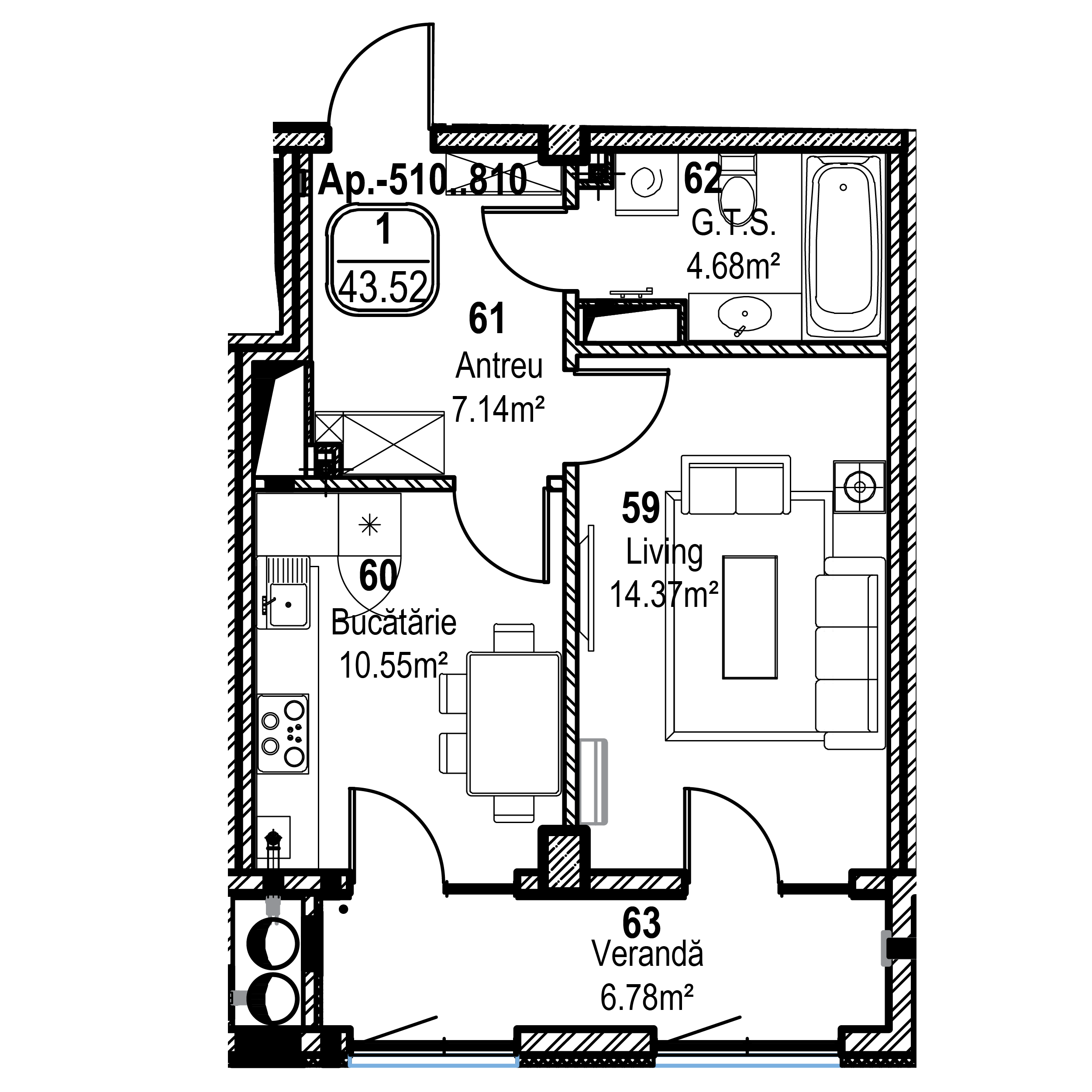 Apartament cu 1 cameră