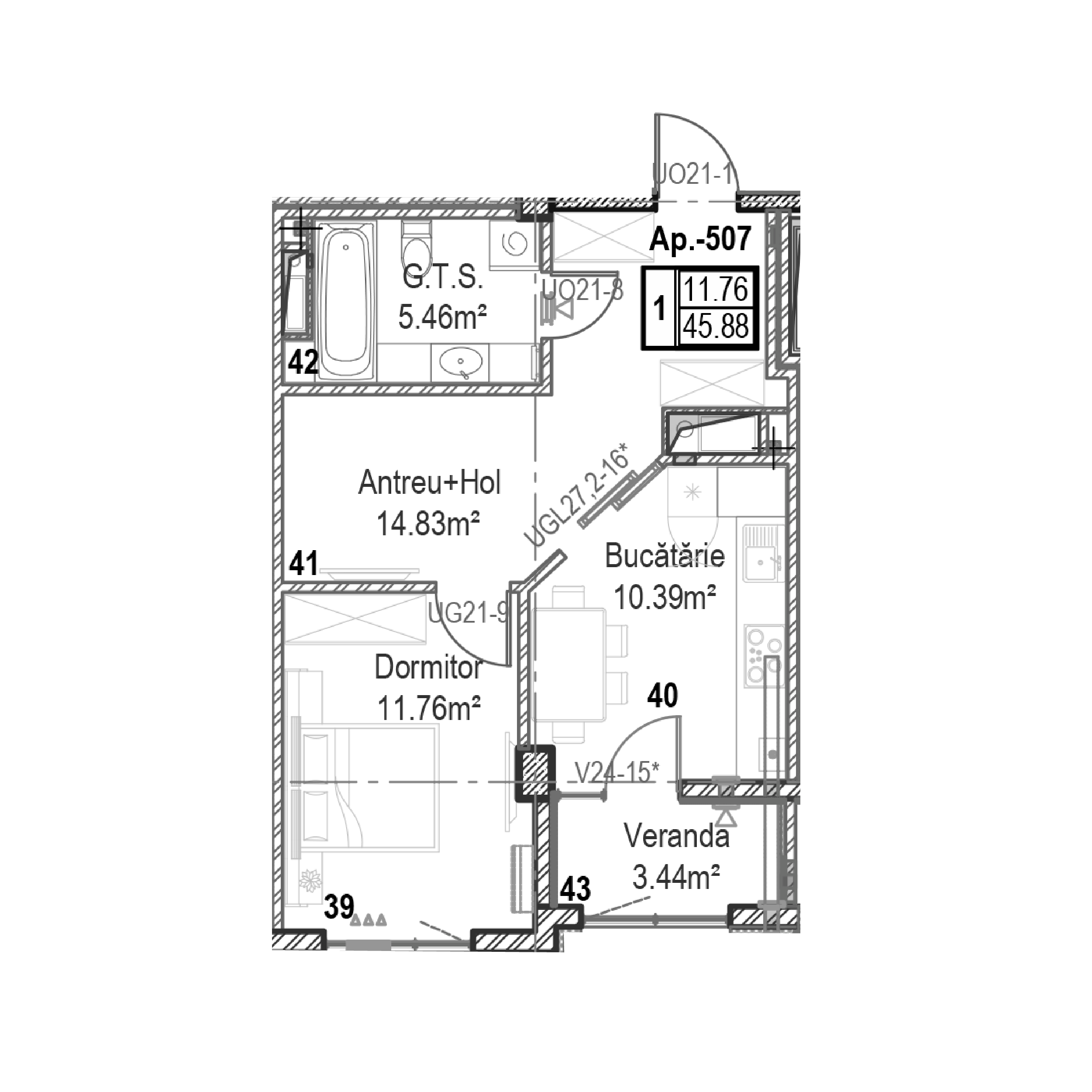 Apartament cu 1 cameră