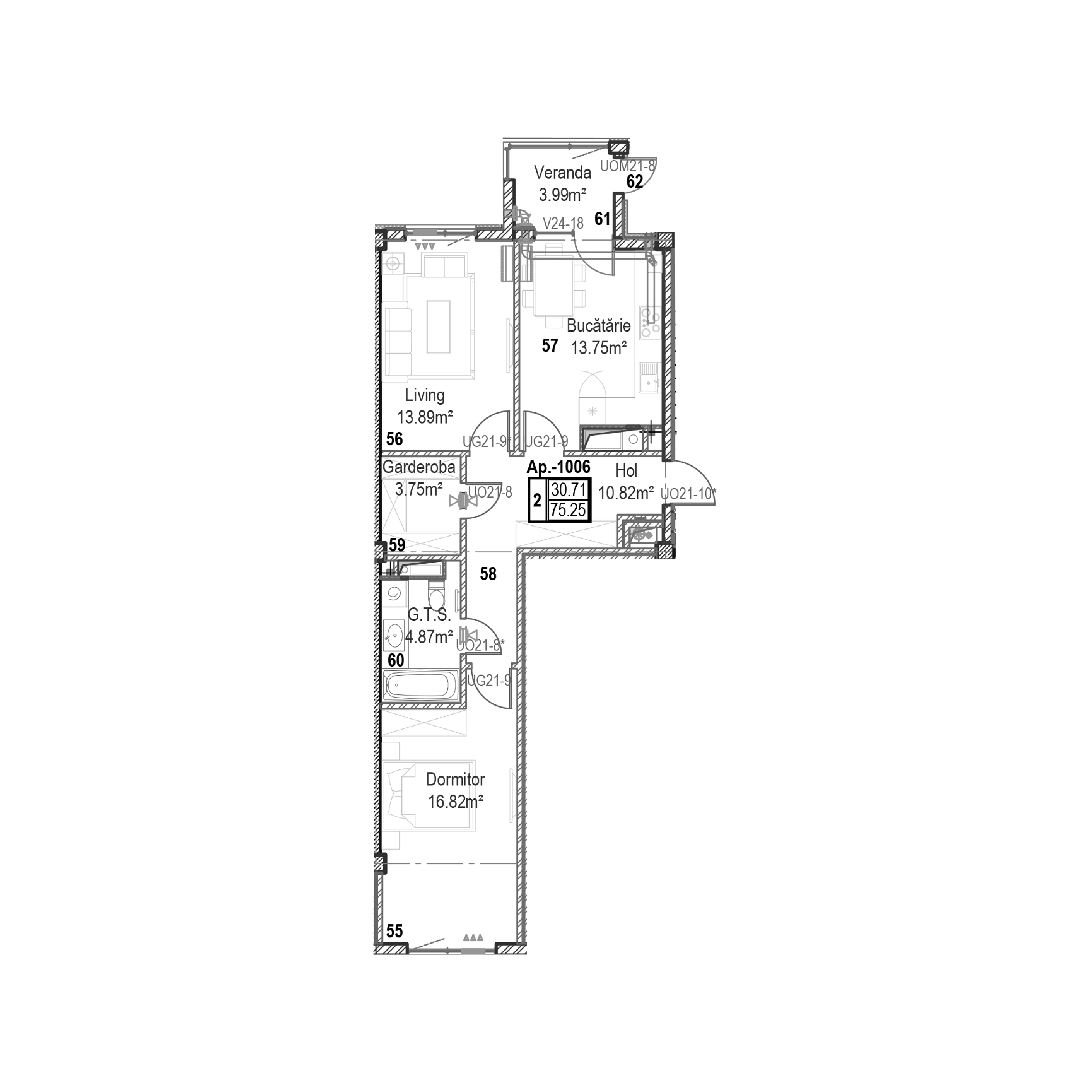 Apartament cu 2 camere