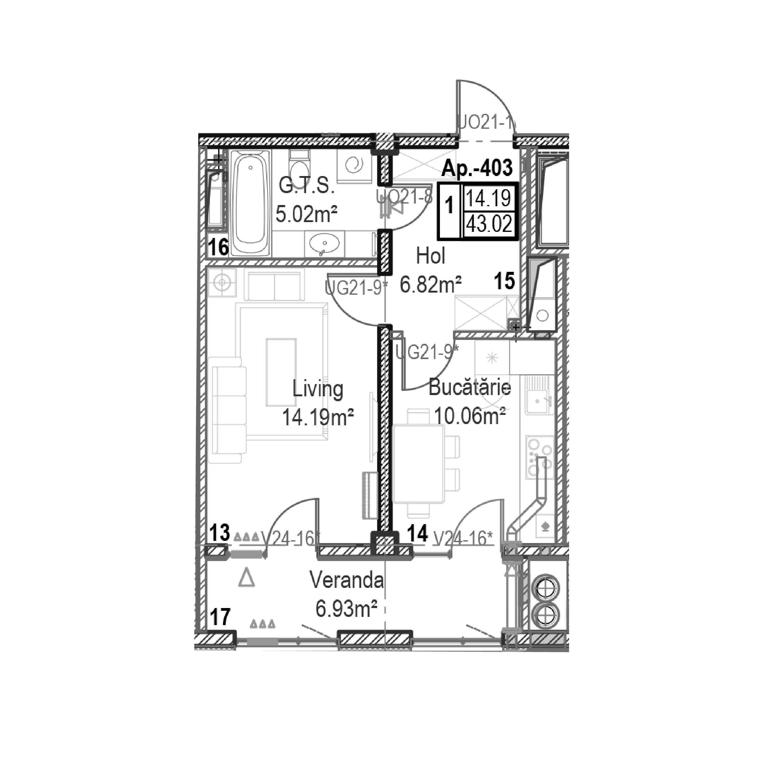 Apartament cu 1 cameră