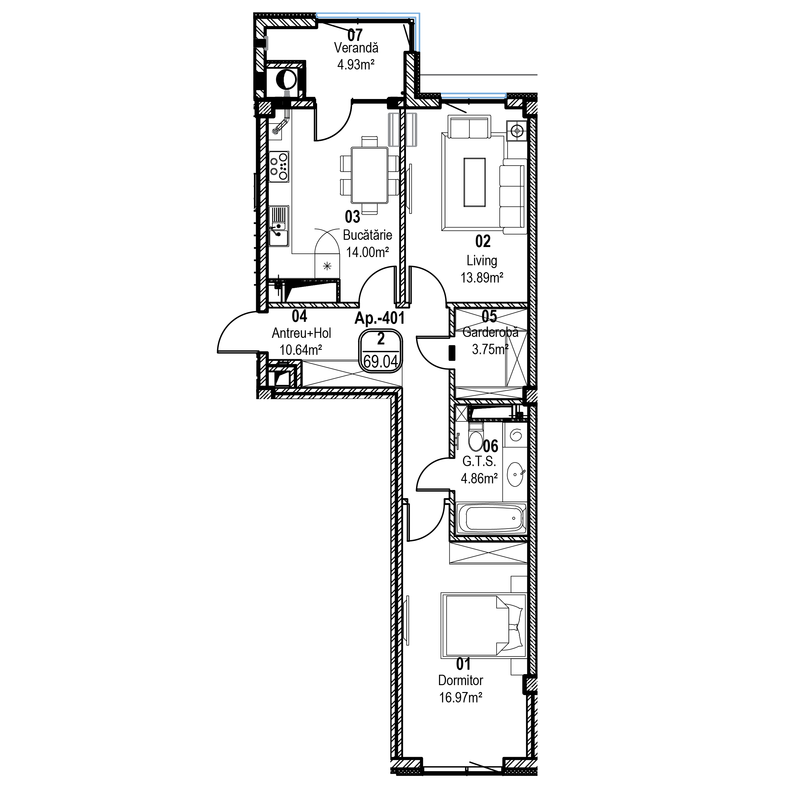 Apartament cu 2 camere