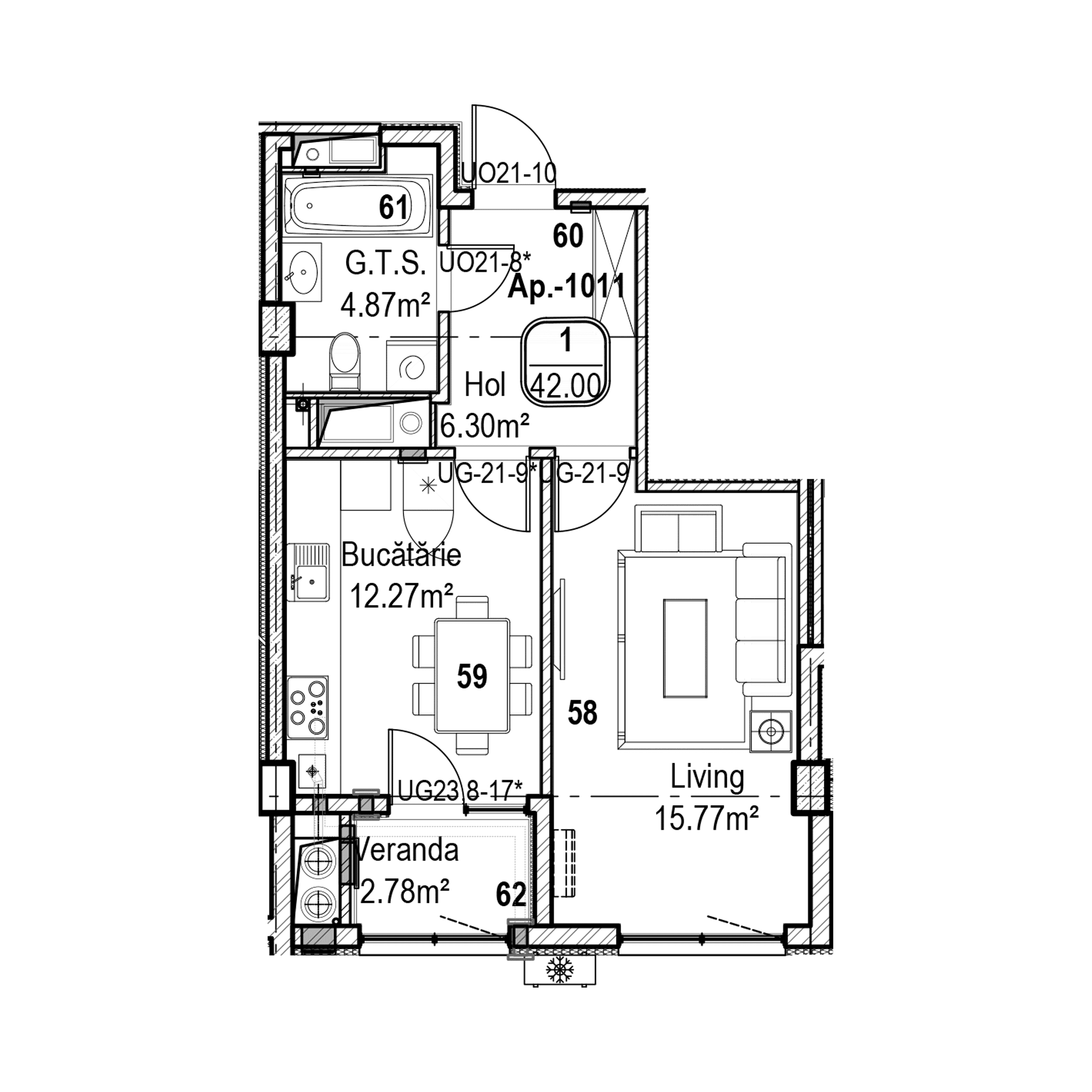 Apartament cu 1 cameră
