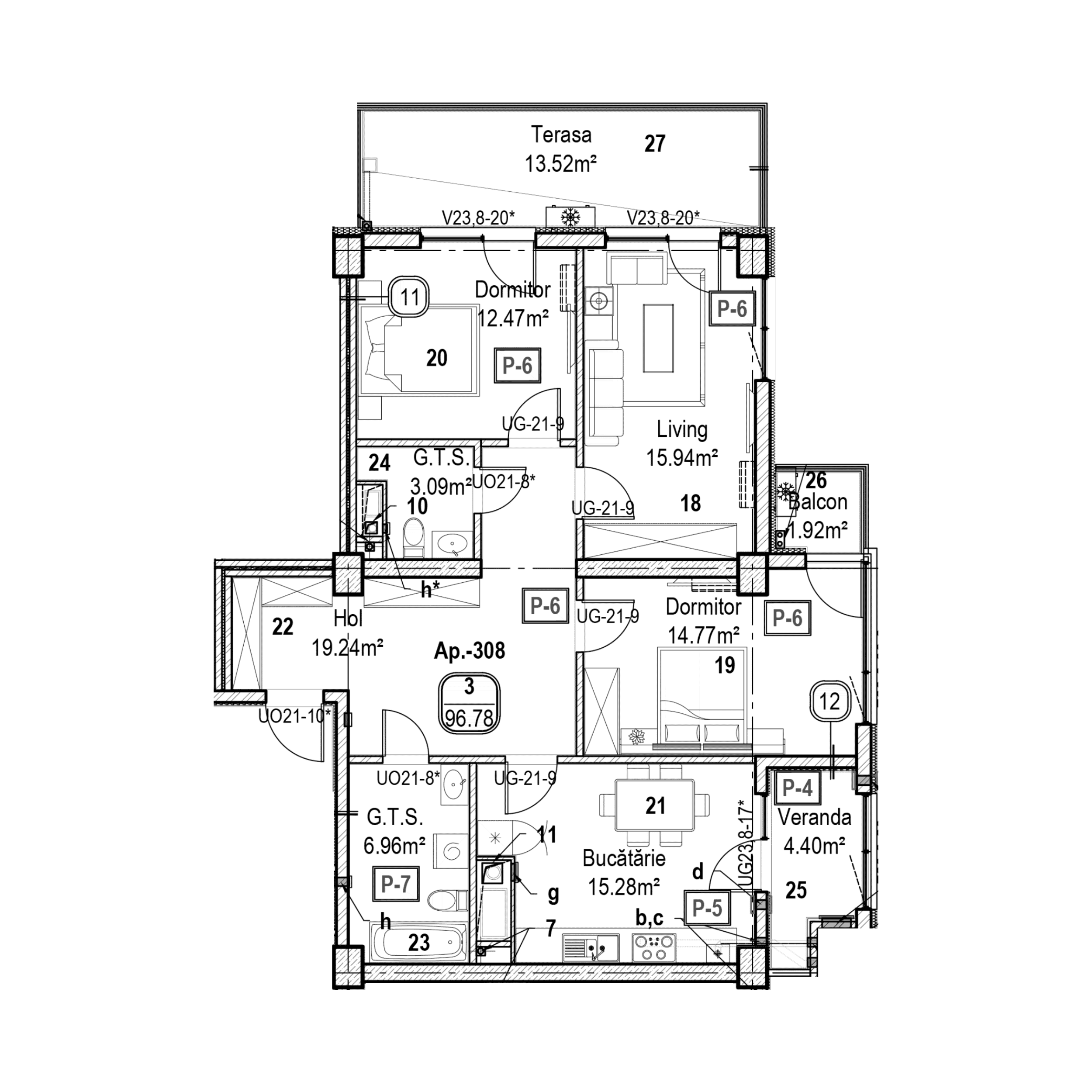 Apartament cu 3 camere