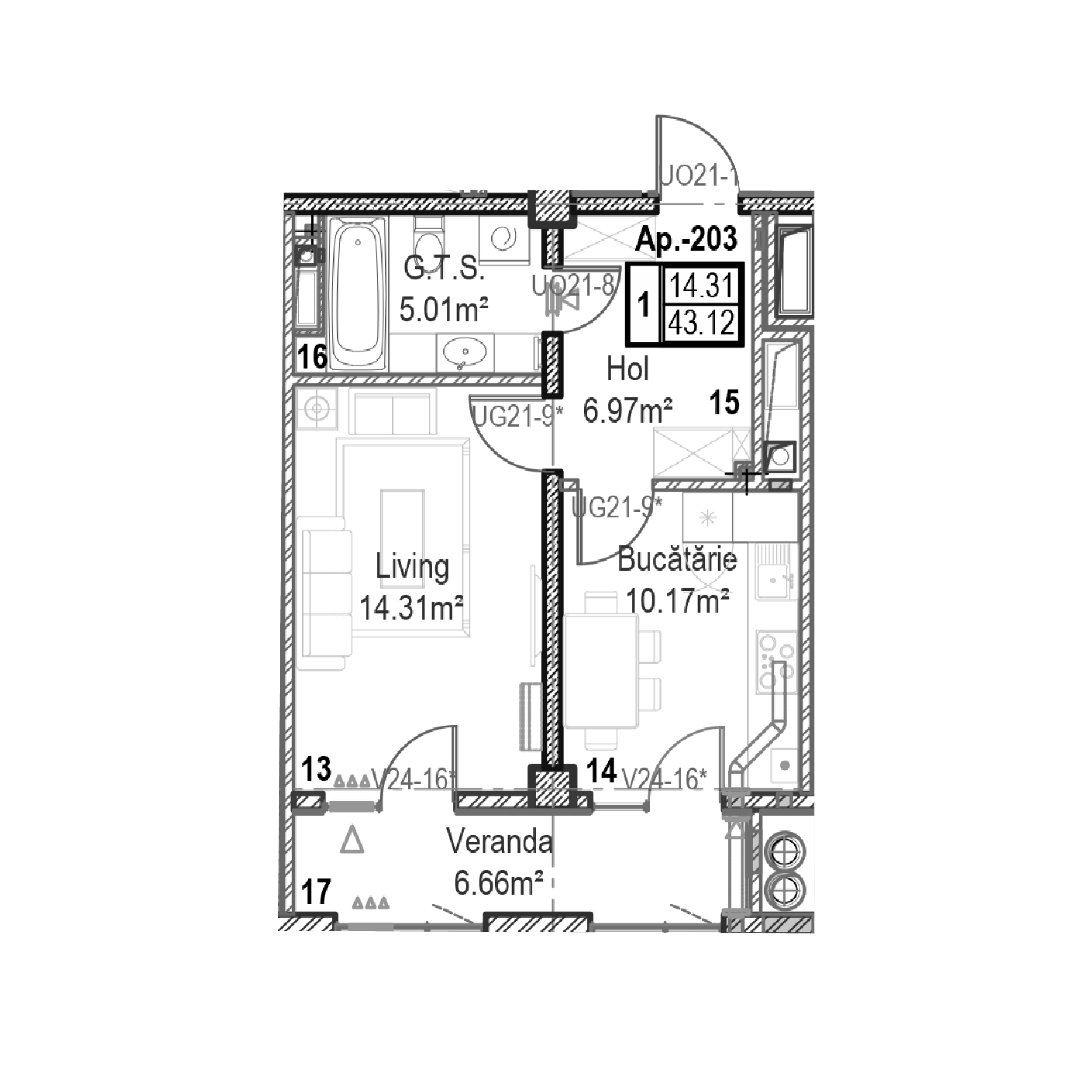 Apartament cu 1 cameră