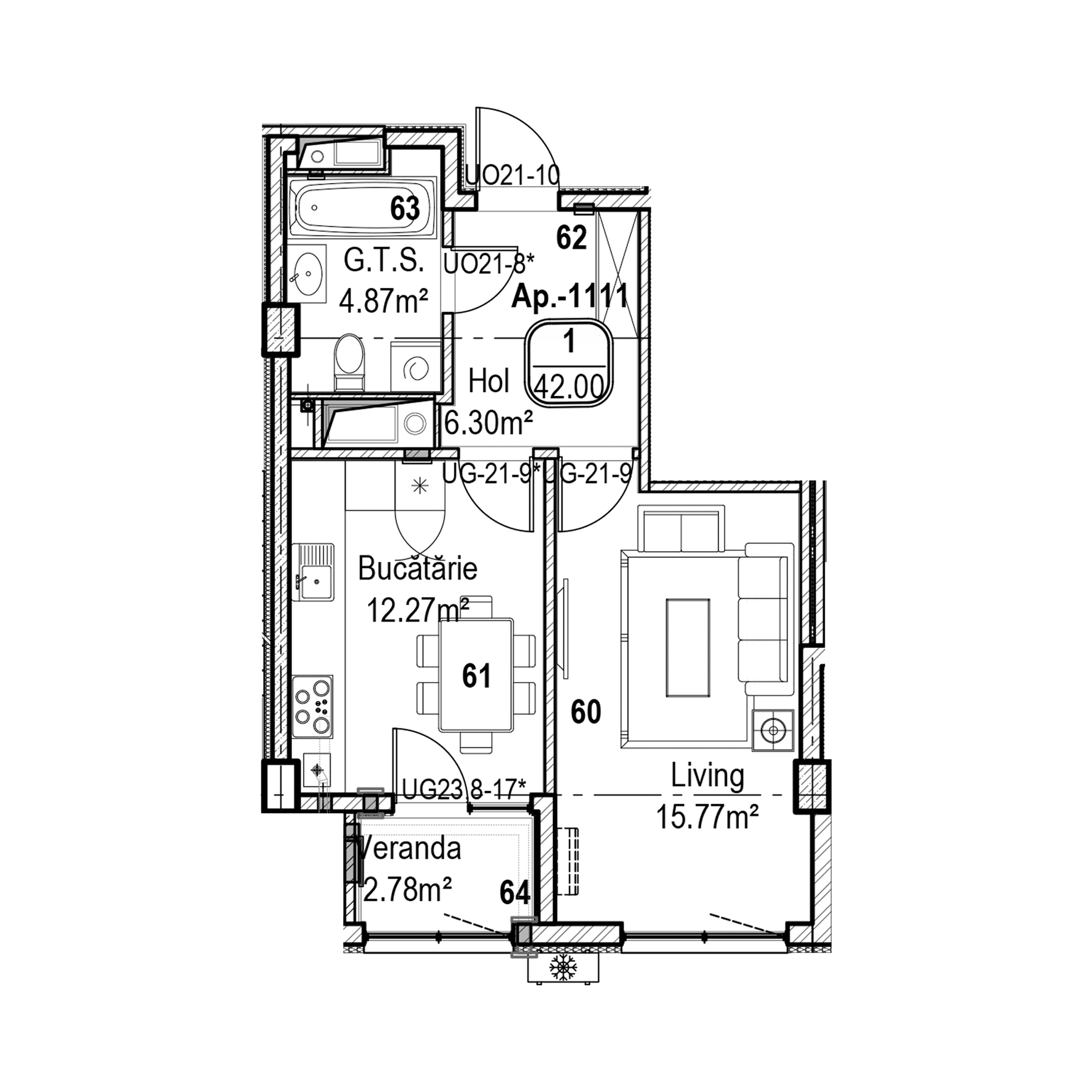 Apartament cu 1 cameră