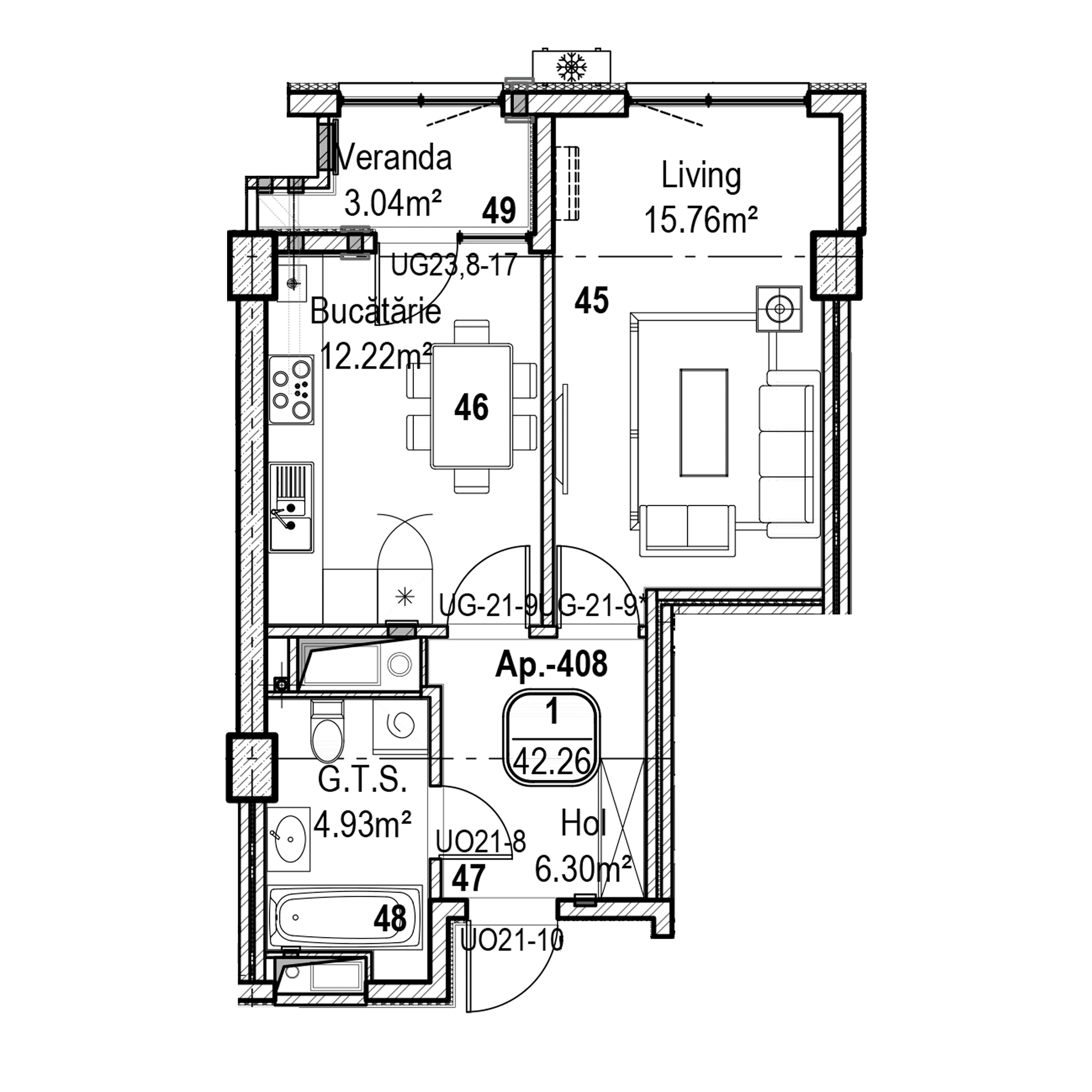 Apartament cu 1 cameră