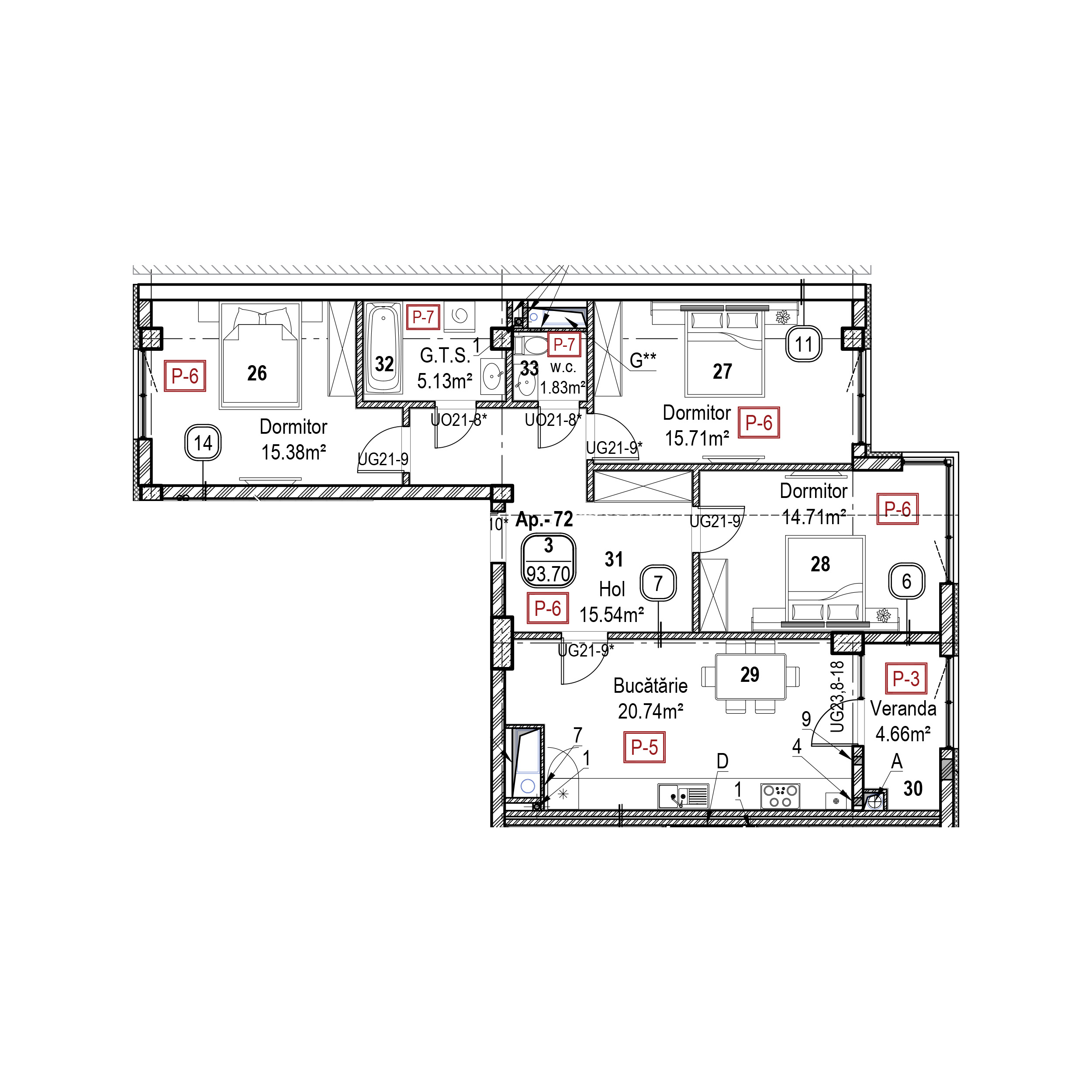 Apartament cu 3 camere