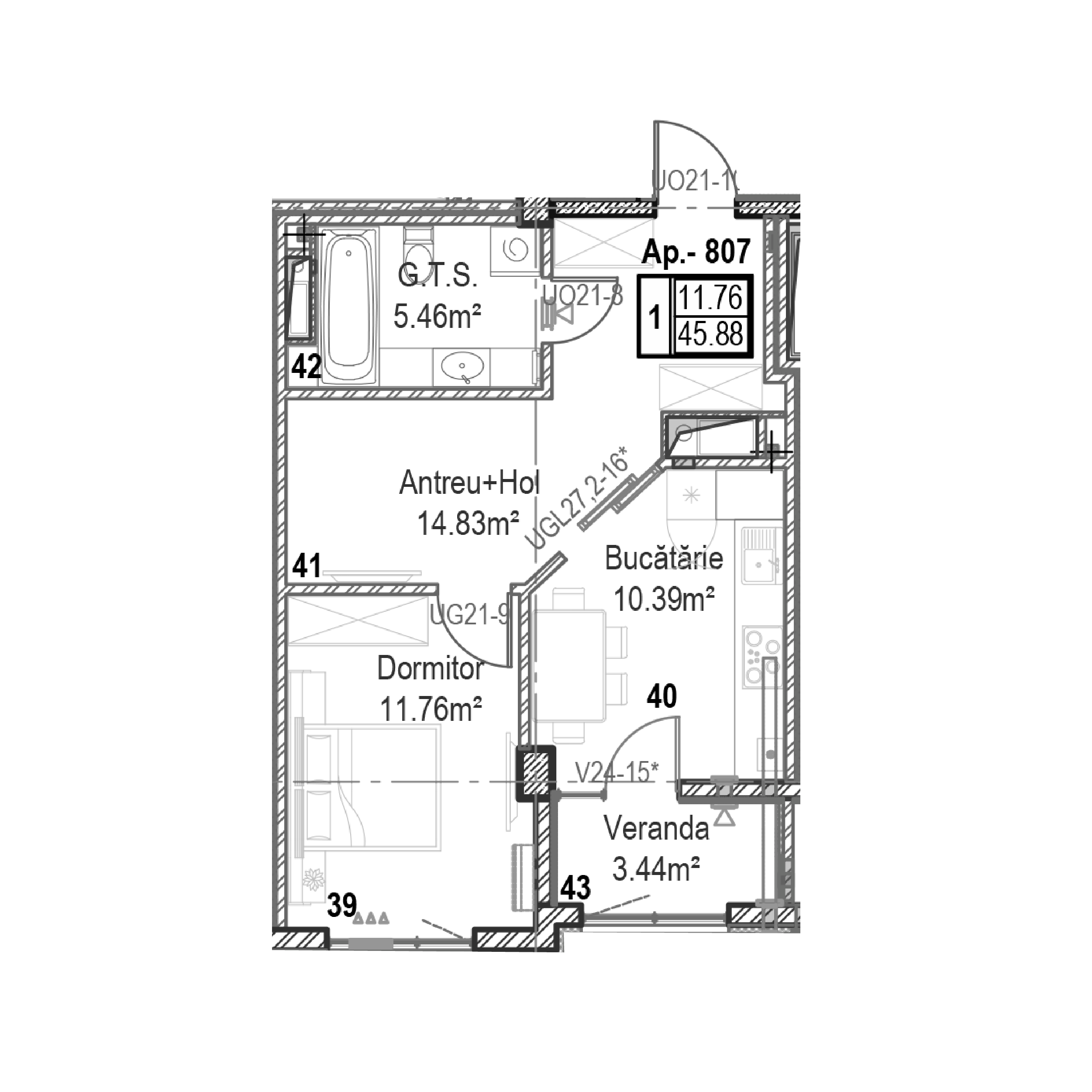 Apartament cu 1 cameră