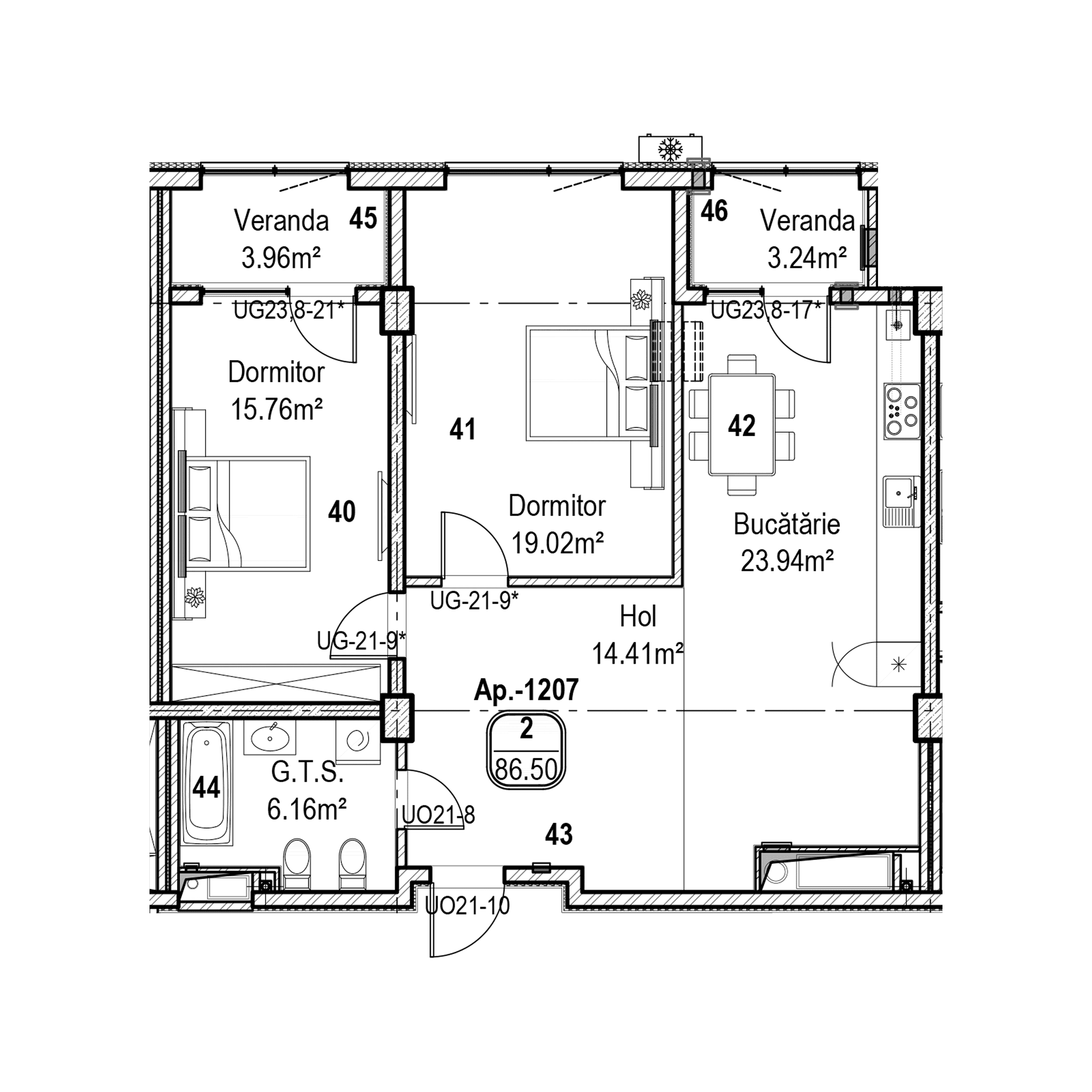Apartament cu 2 camere