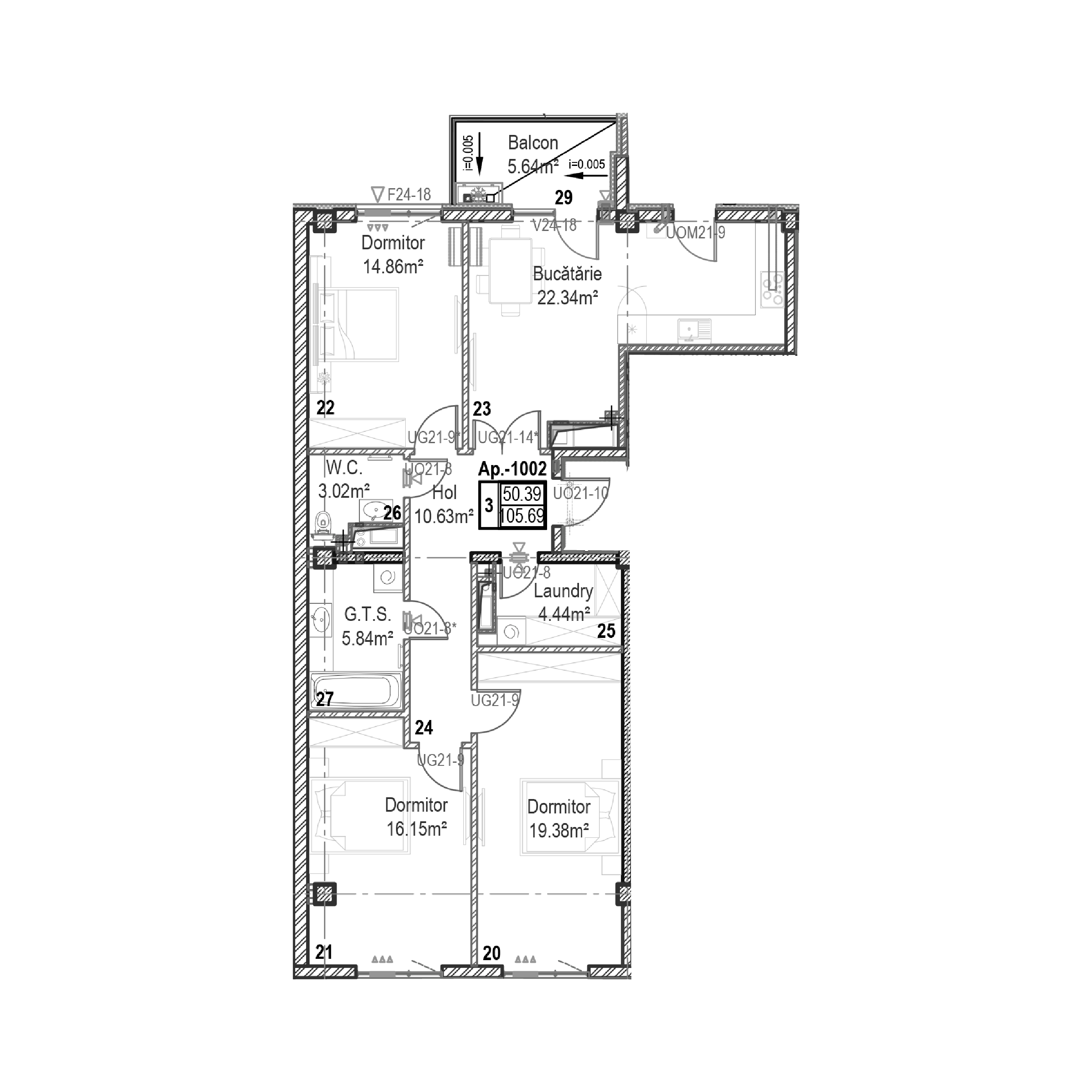 Apartament cu 3 camere