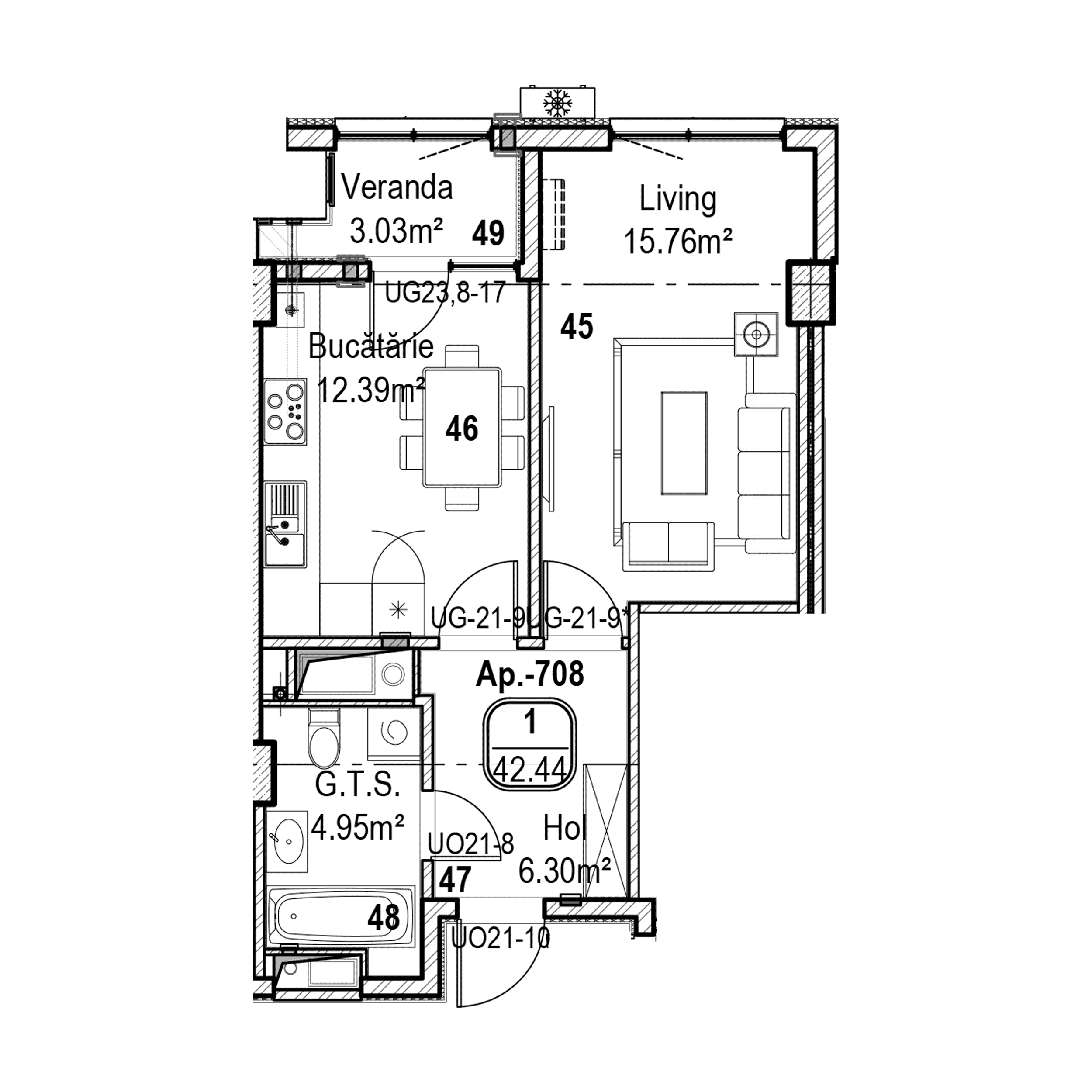 Apartament cu 1 cameră