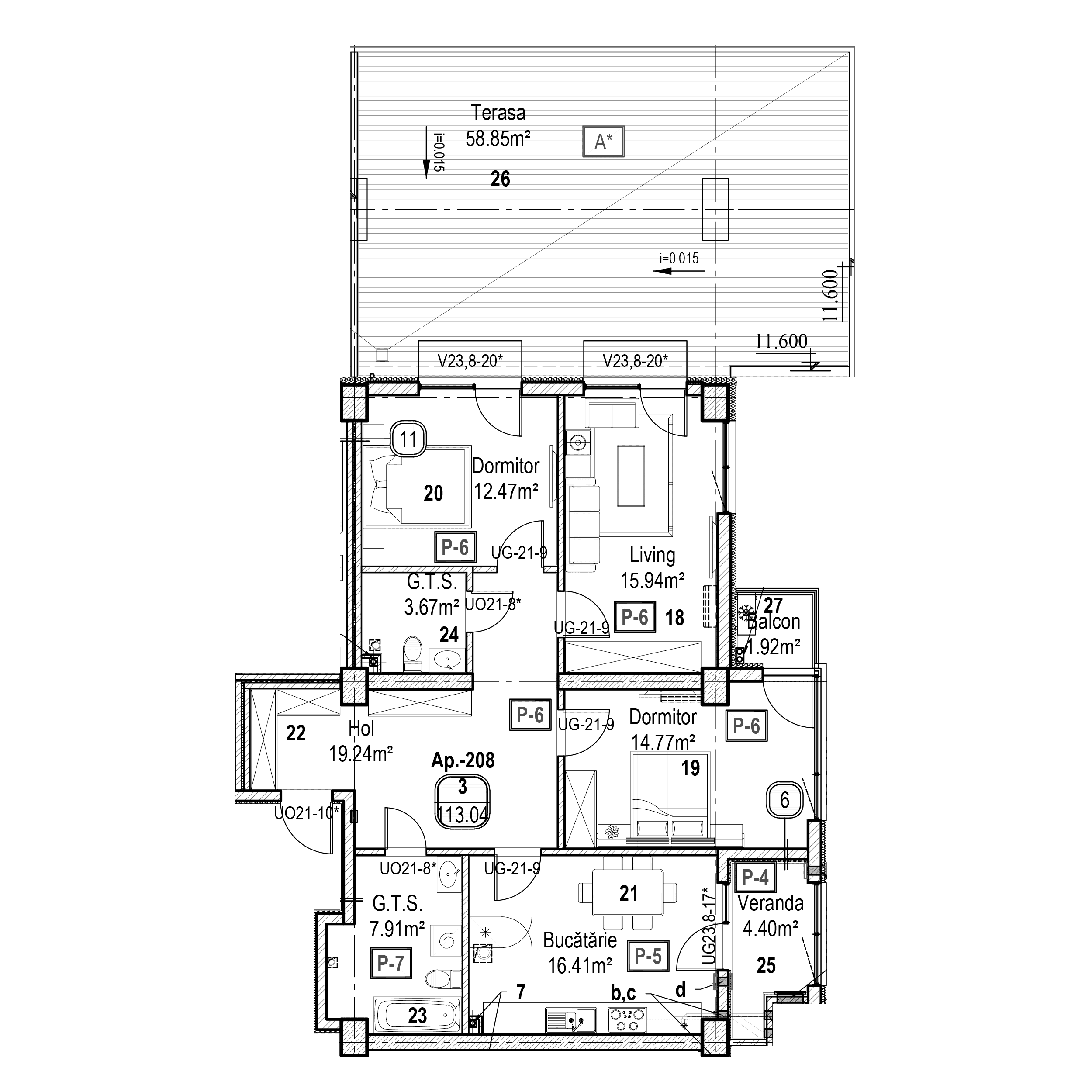 Apartament cu 3 camere