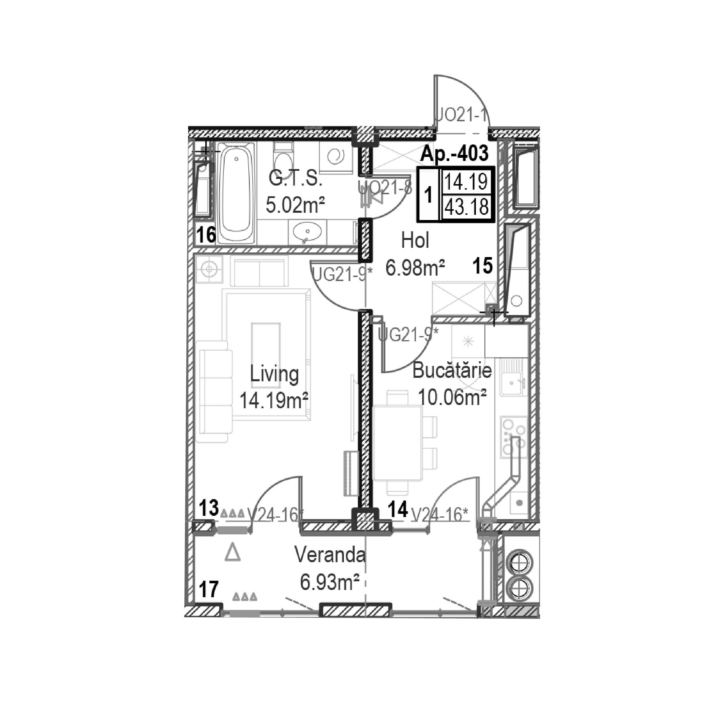 Apartament cu 1 cameră