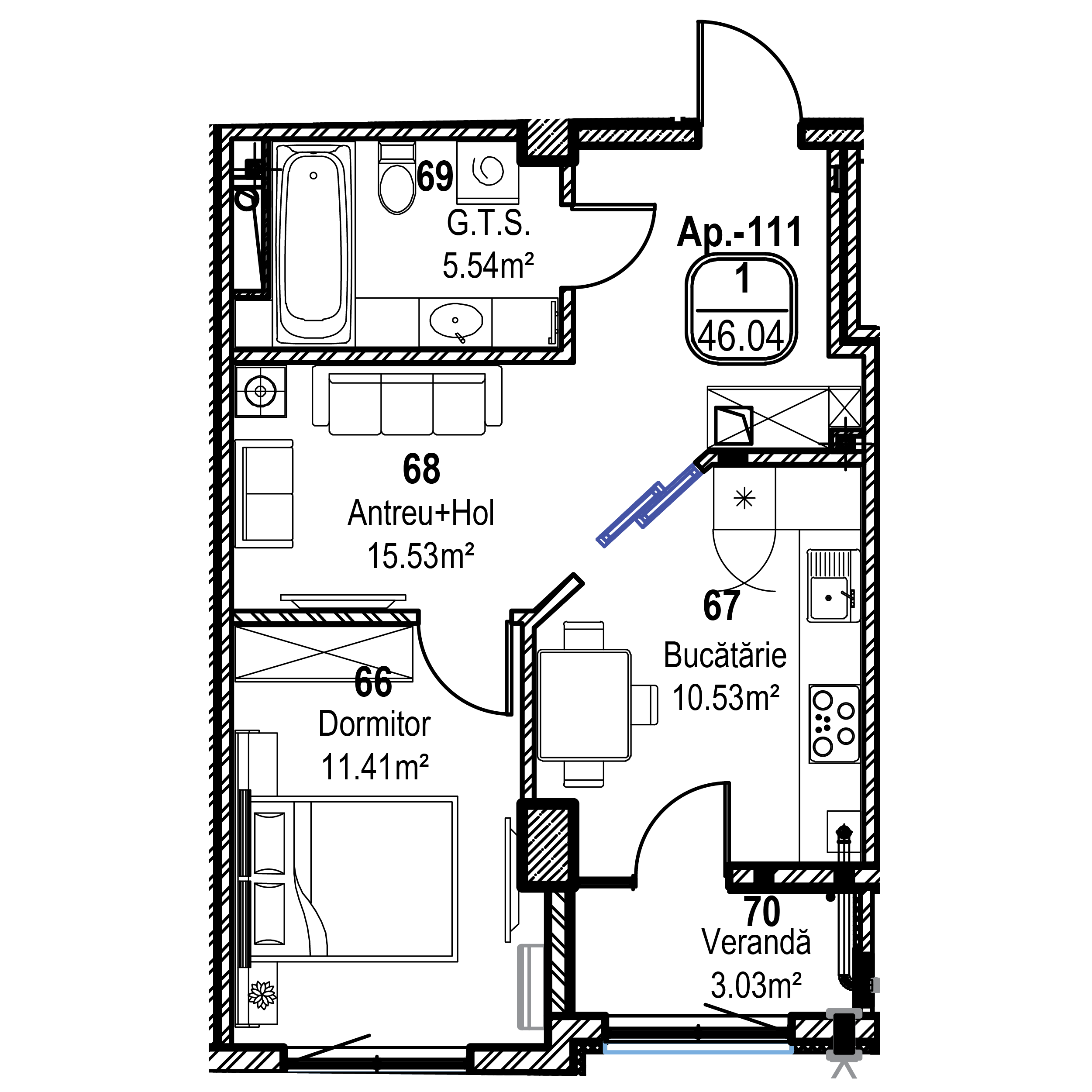 Apartament cu 1 cameră