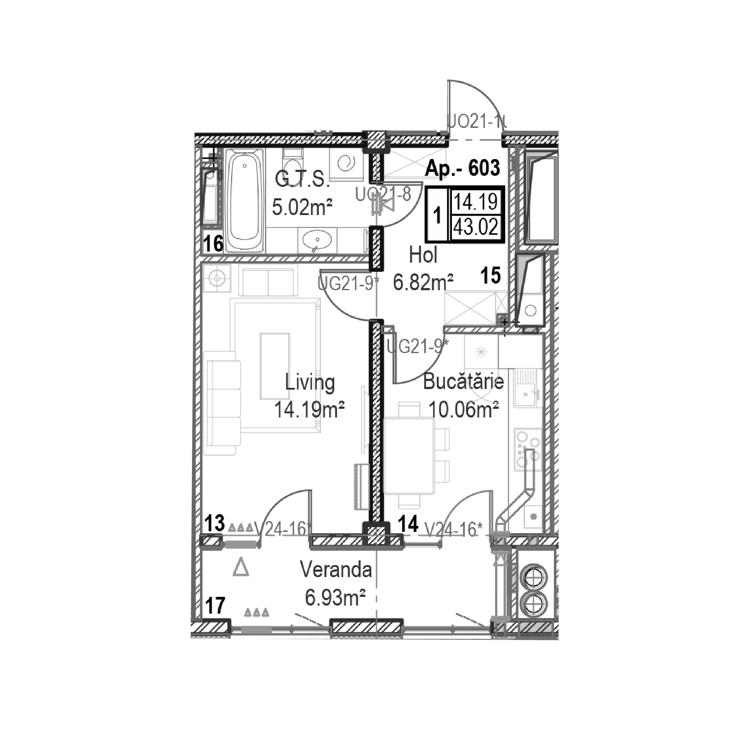 Apartament cu 1 cameră