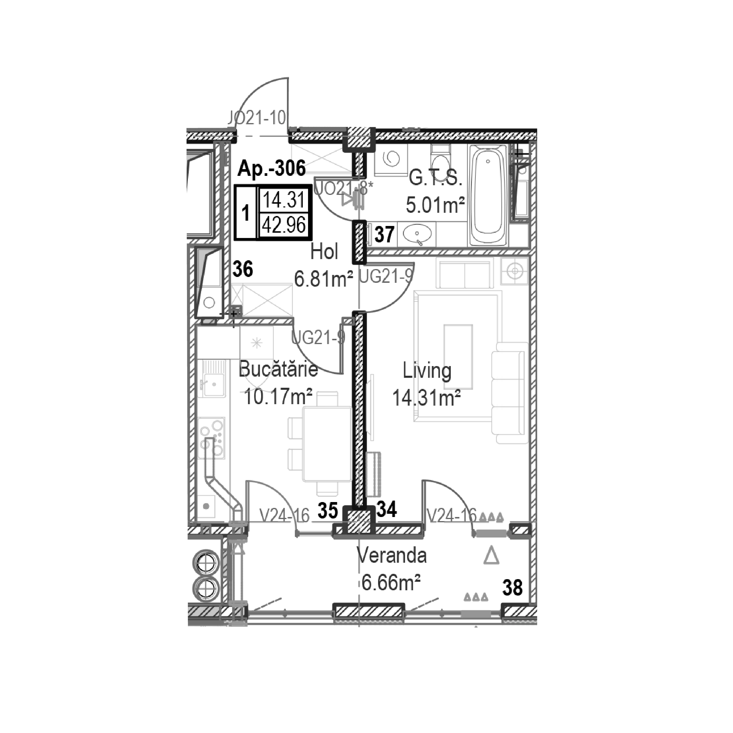 Apartament cu 1 cameră