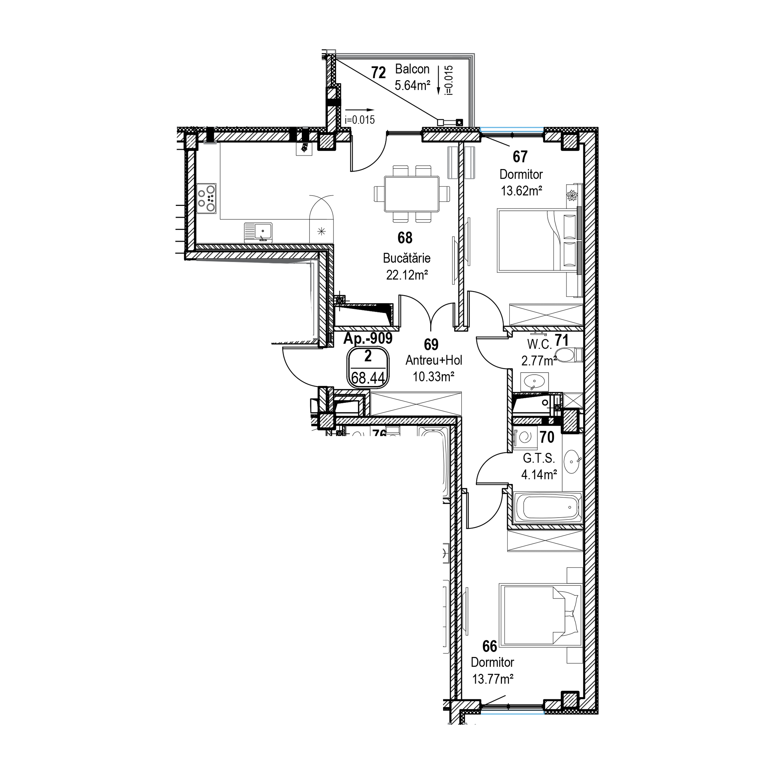Apartament cu 2 camere
