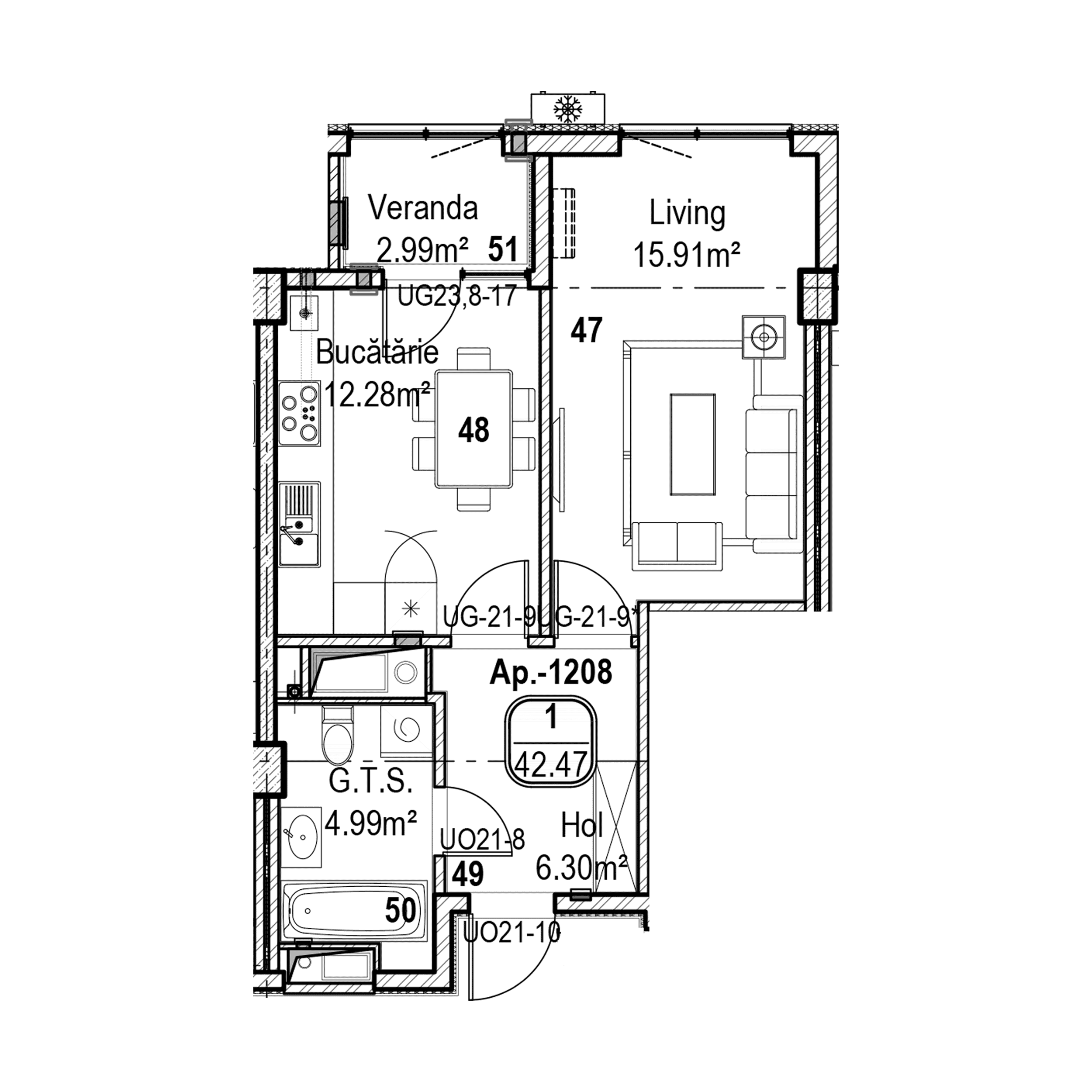 Apartament cu 1 cameră