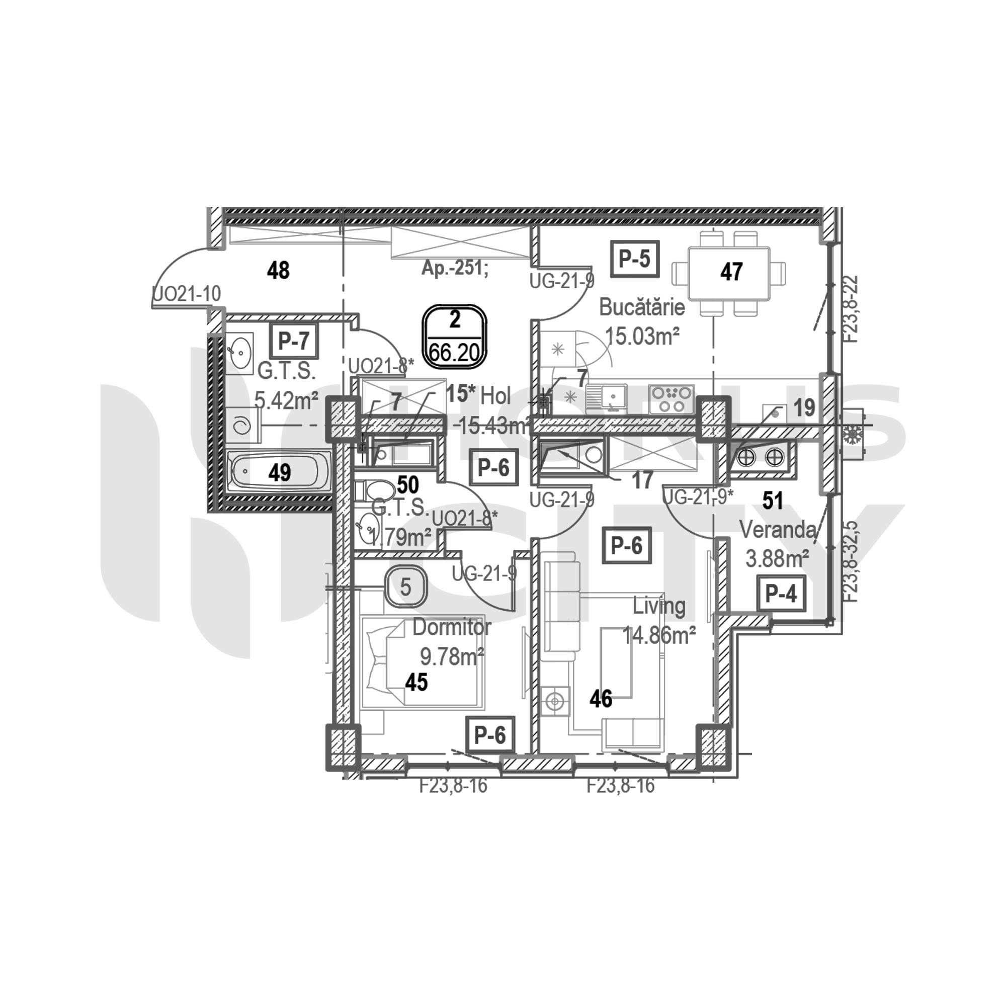 Apartament cu 2 camere