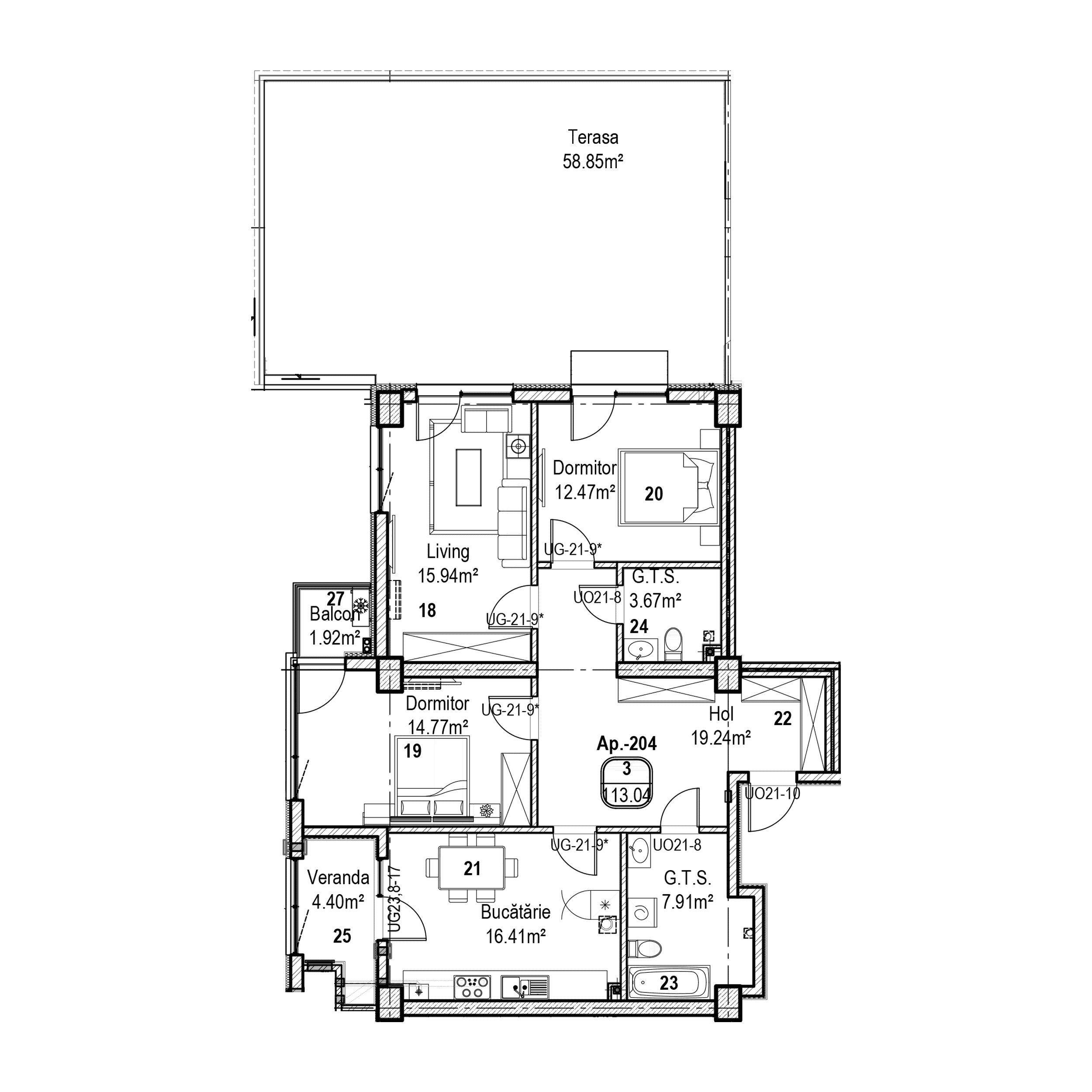Apartament cu 3 camere