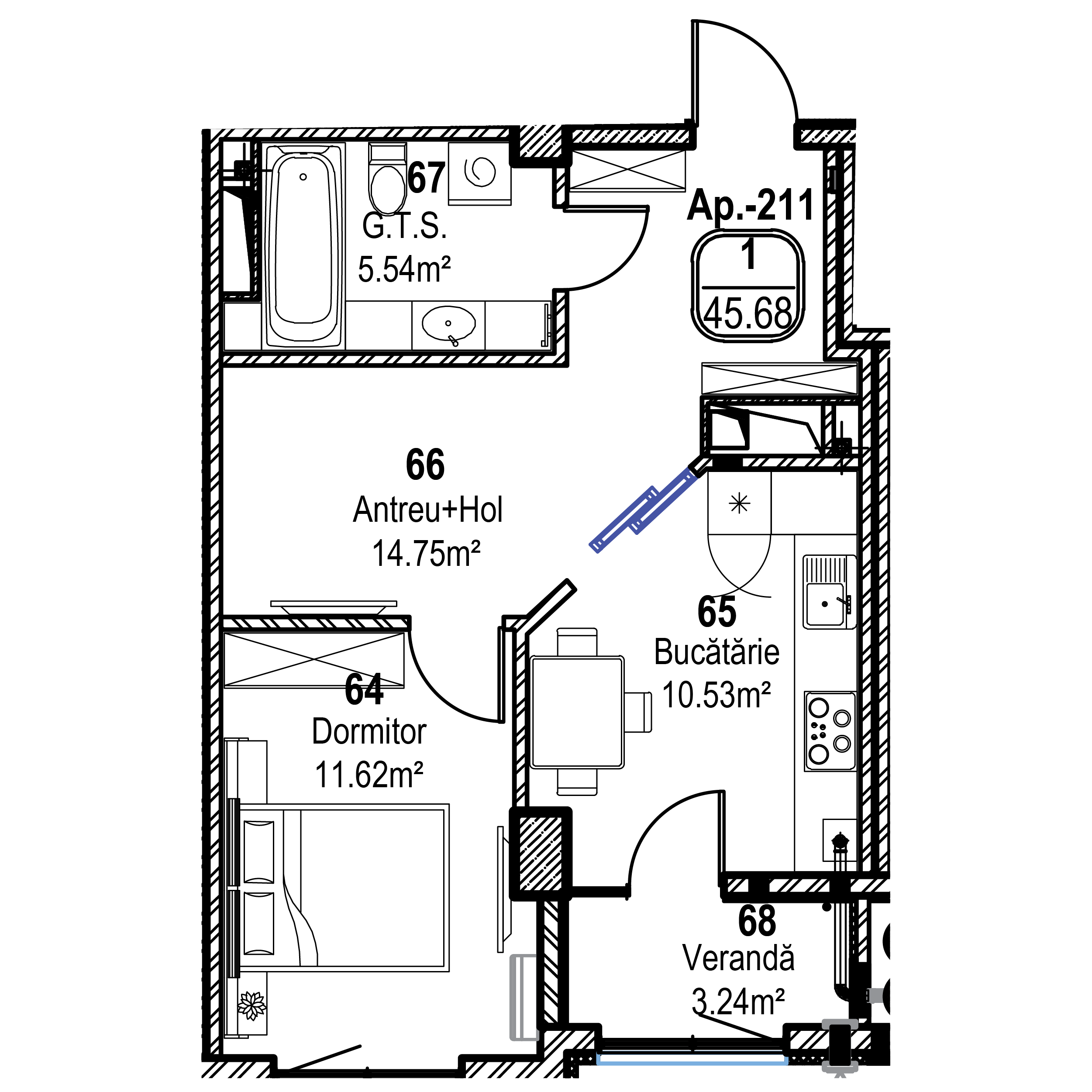 Apartament cu 1 cameră