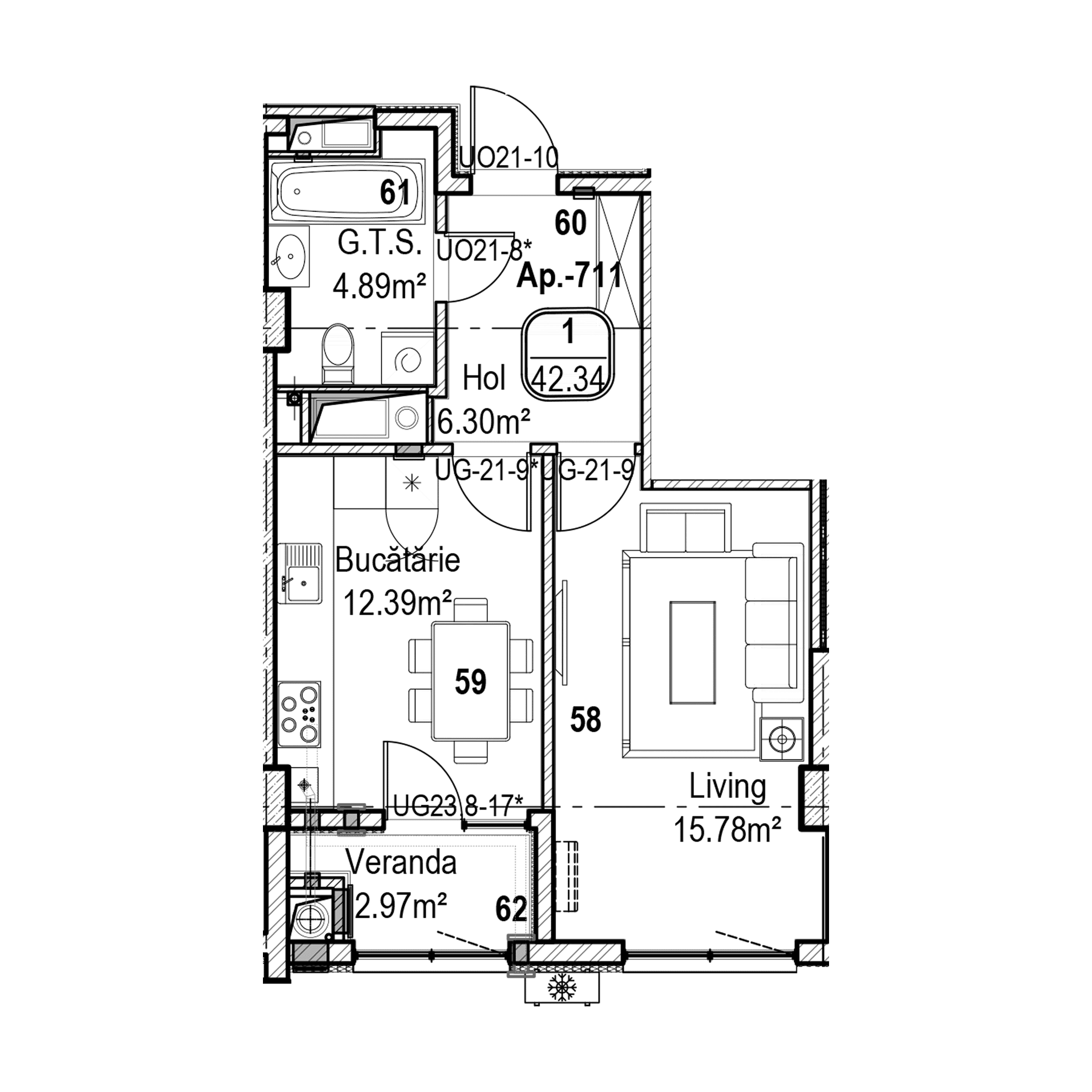 Apartament cu 1 cameră