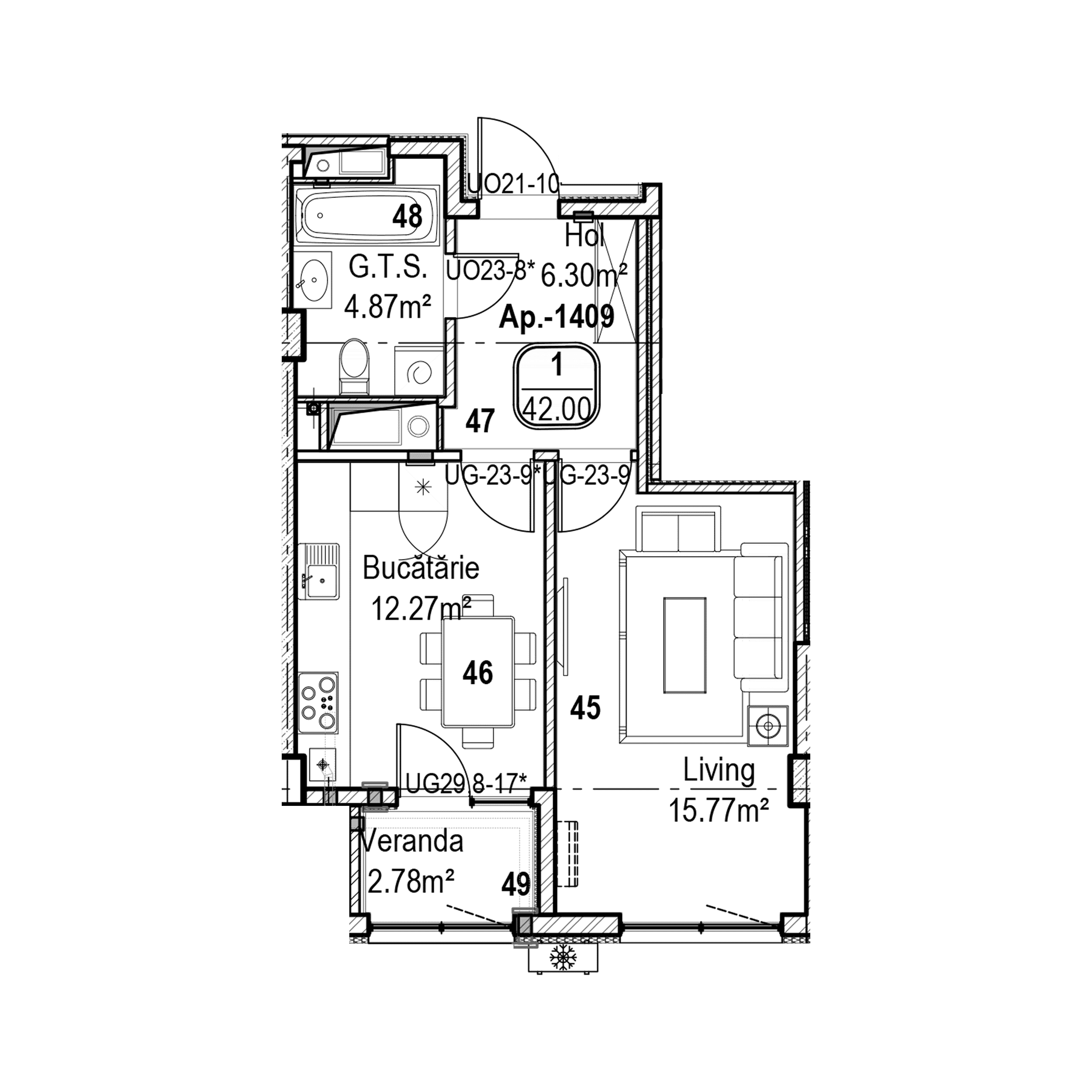 Apartament cu 1 cameră