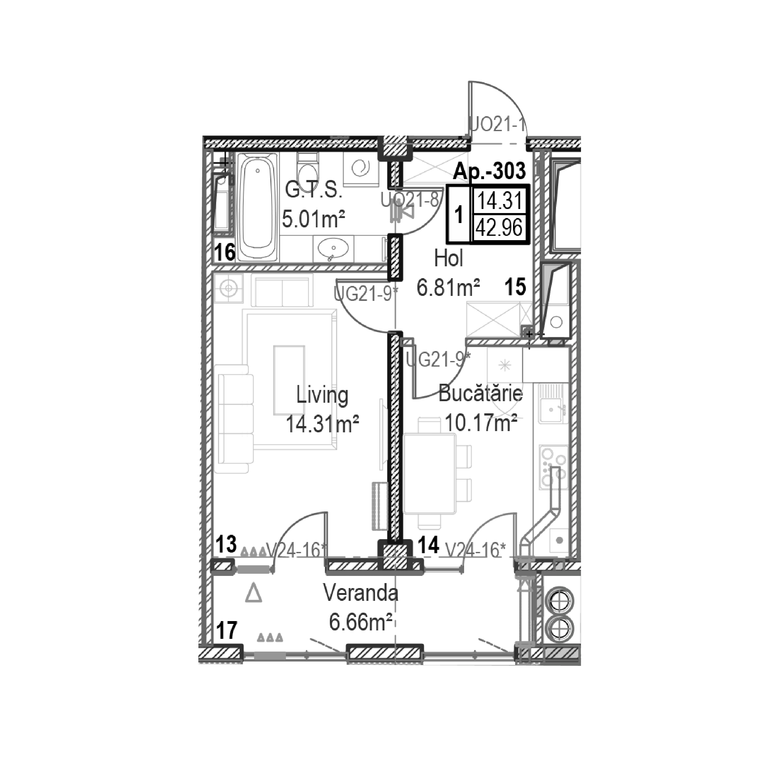 Apartament cu 1 cameră