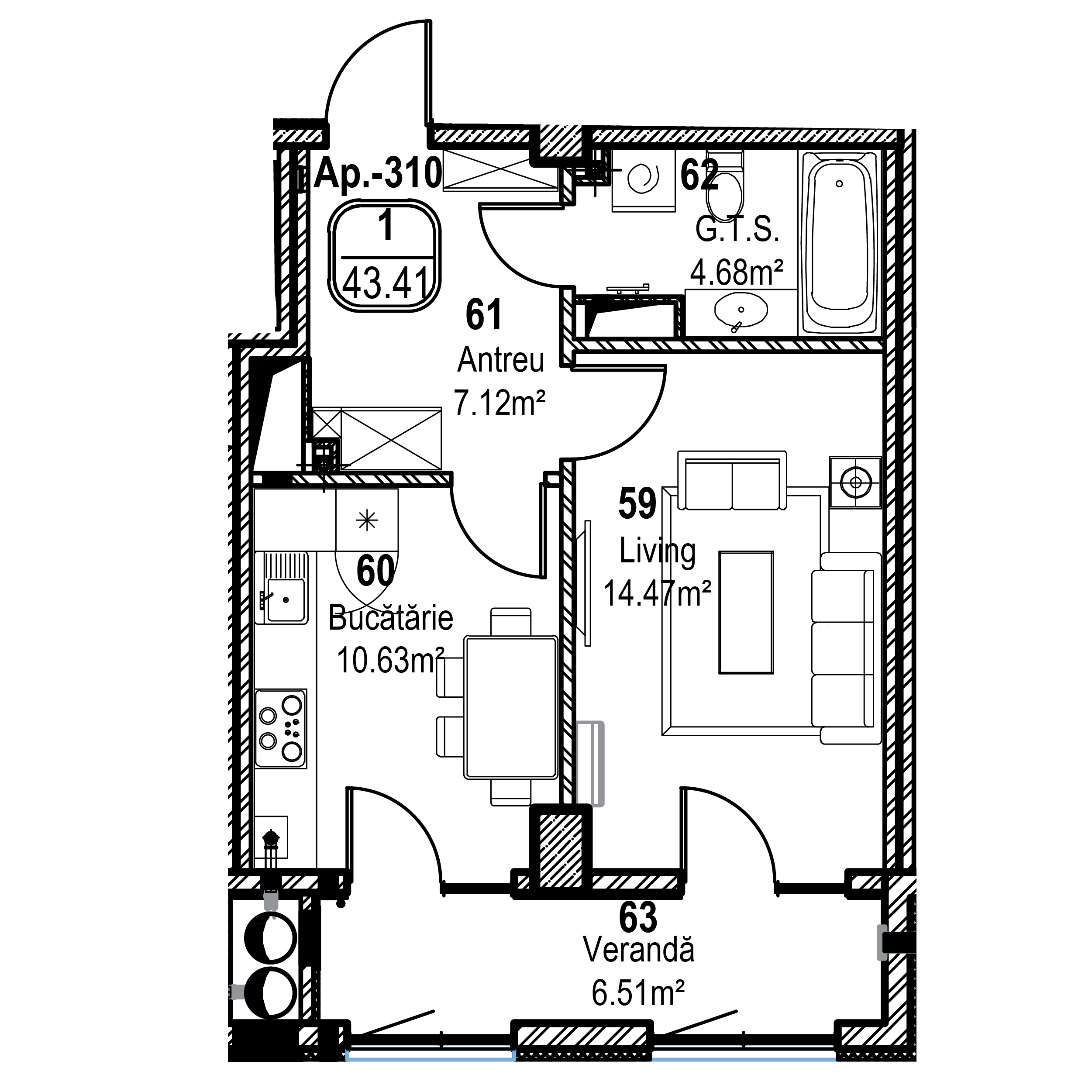 Apartament cu 1 cameră