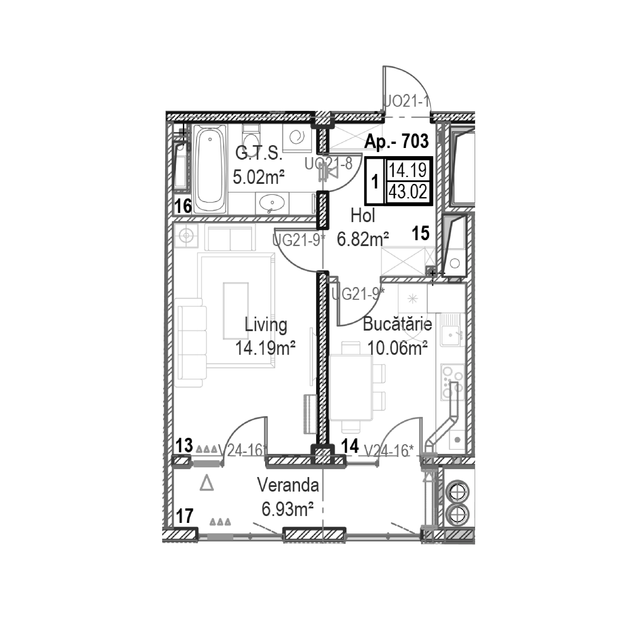 Apartament cu 1 cameră