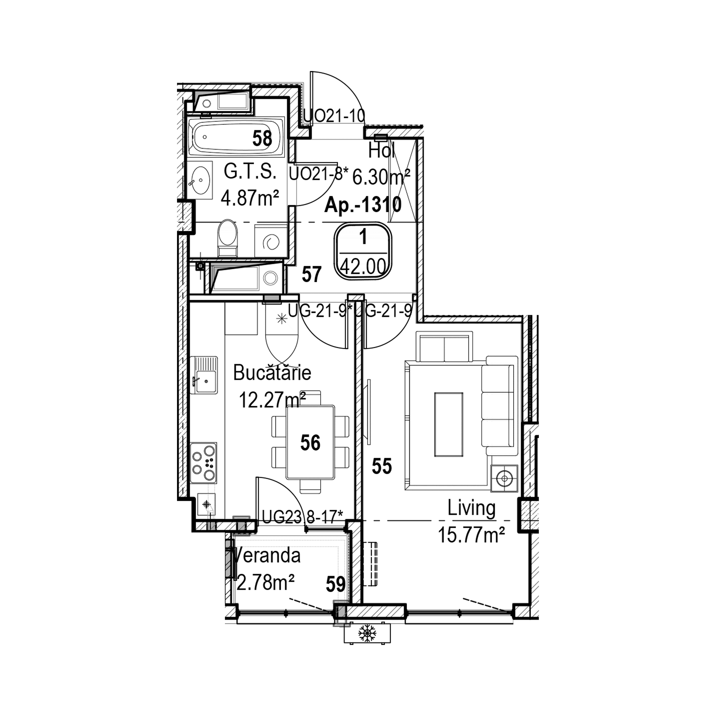 Apartament cu 1 cameră