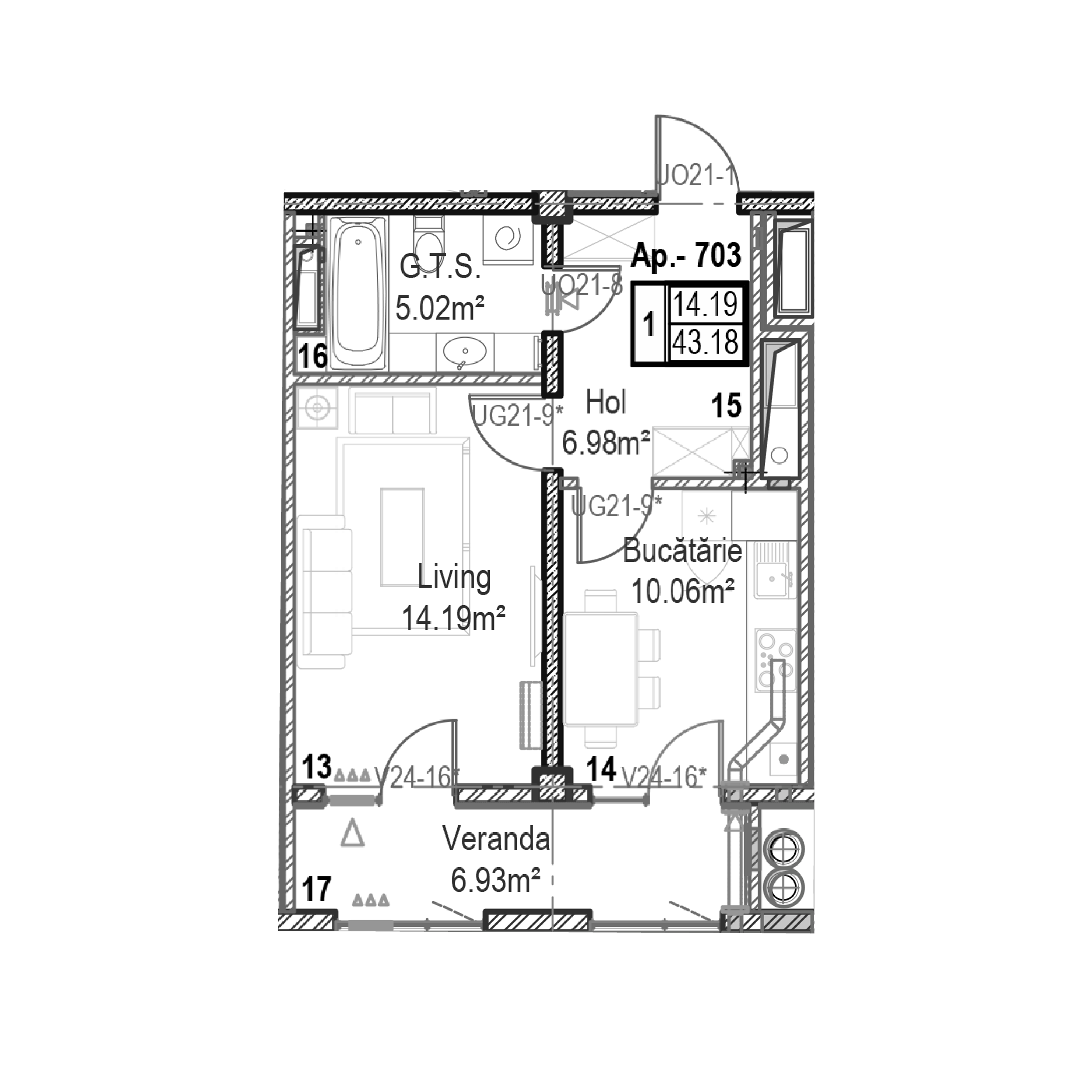 Apartament cu 1 cameră