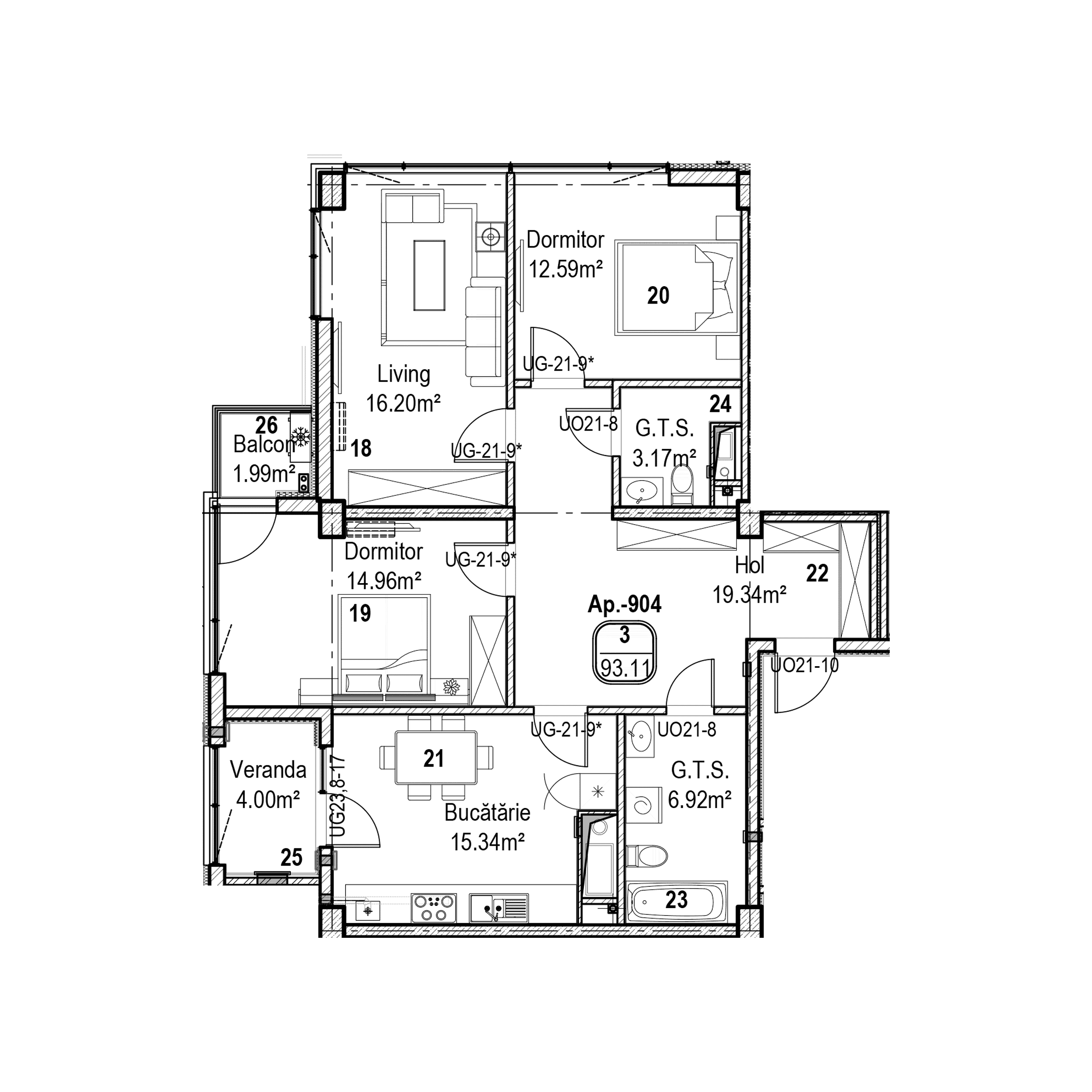 Apartament cu 3 camere