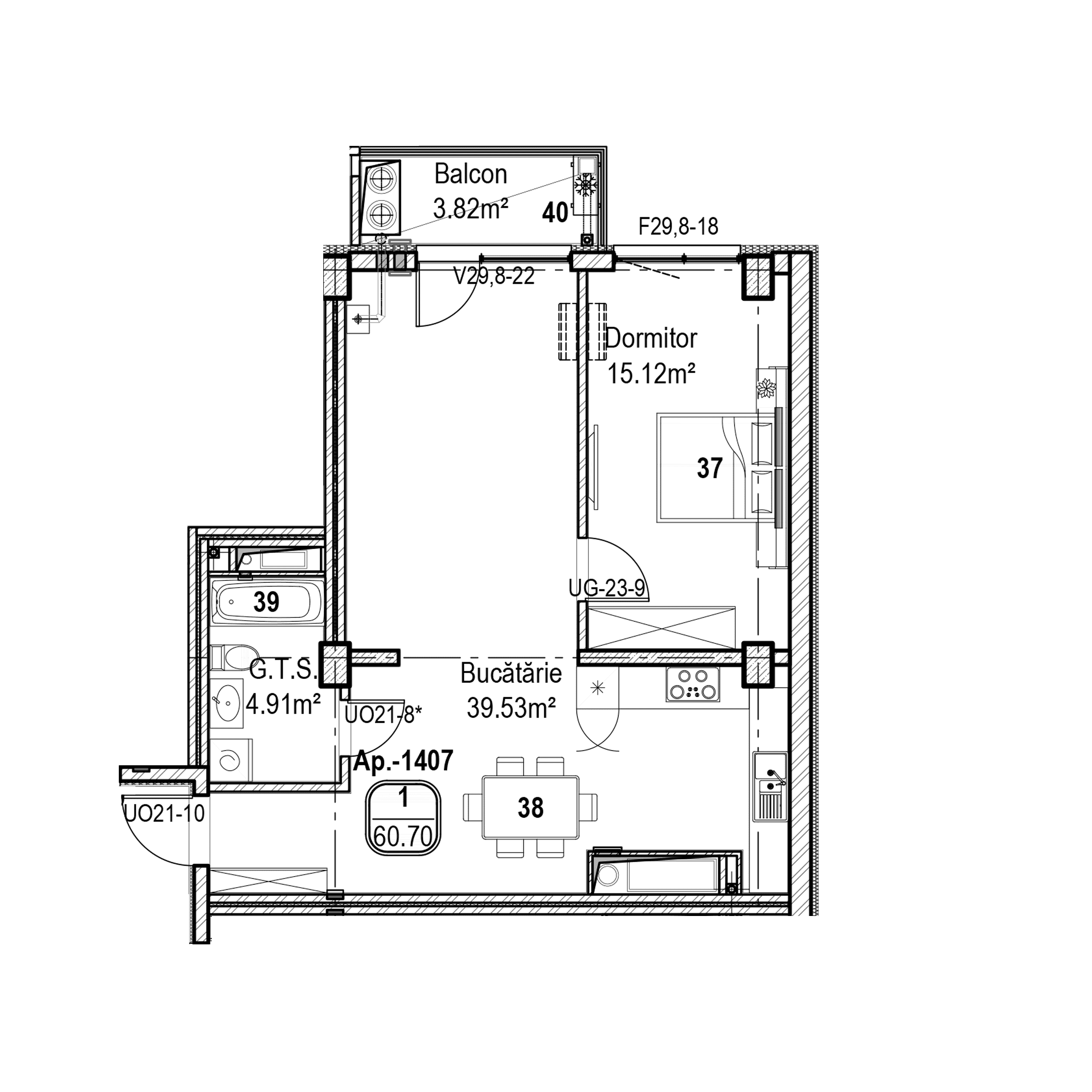 Apartament cu 1 cameră