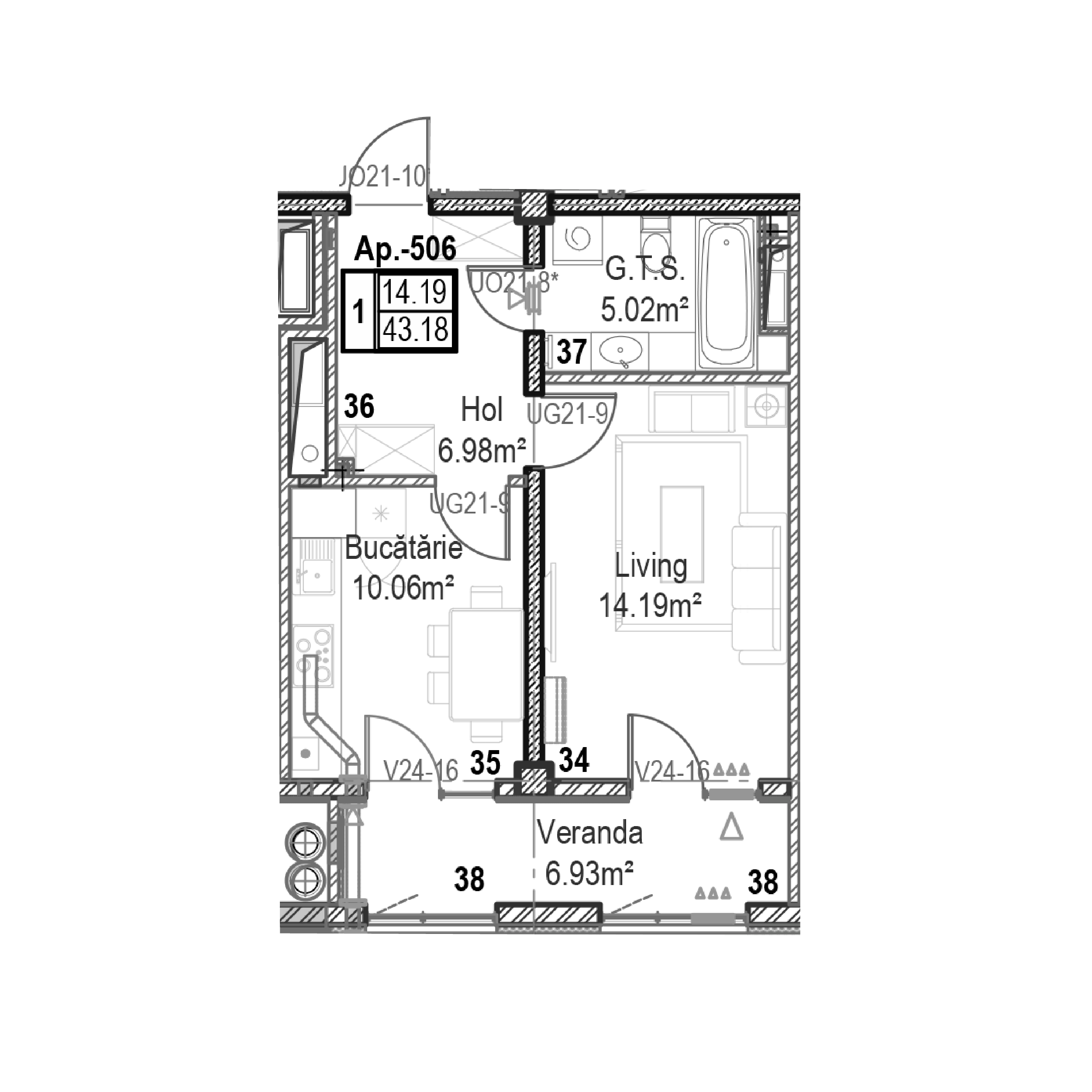 Apartament cu 1 cameră