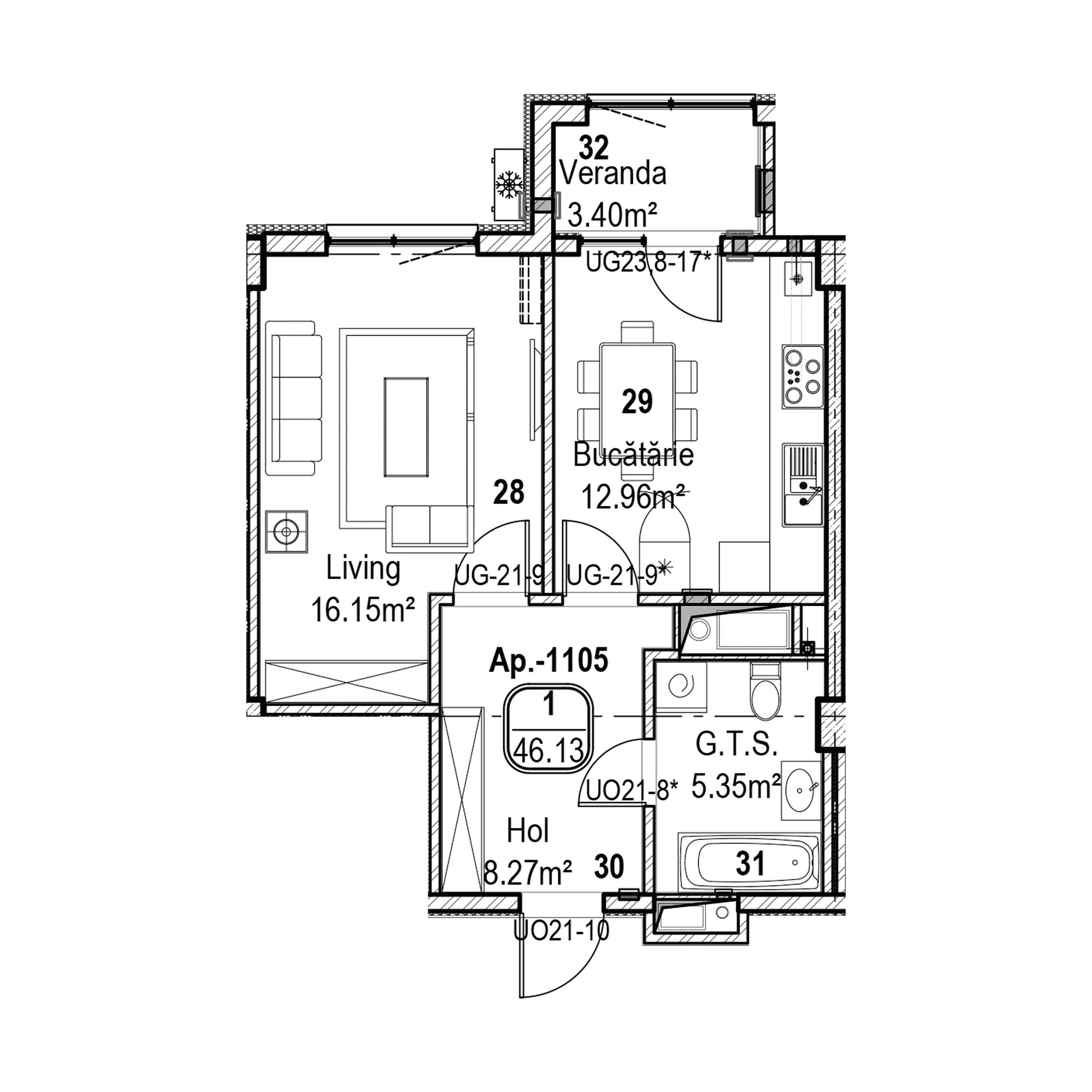 Apartament cu 1 cameră