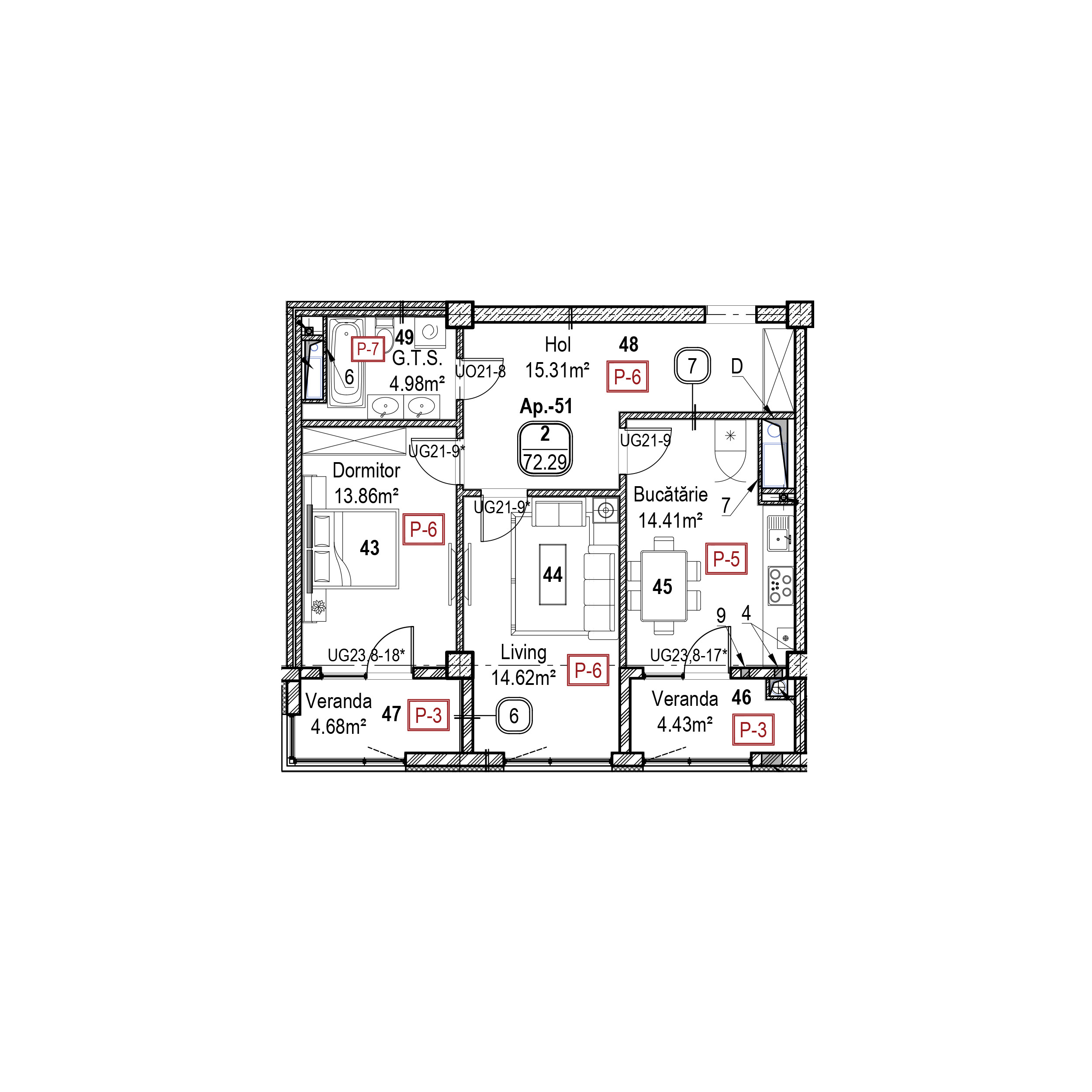 Apartament cu 2 camere