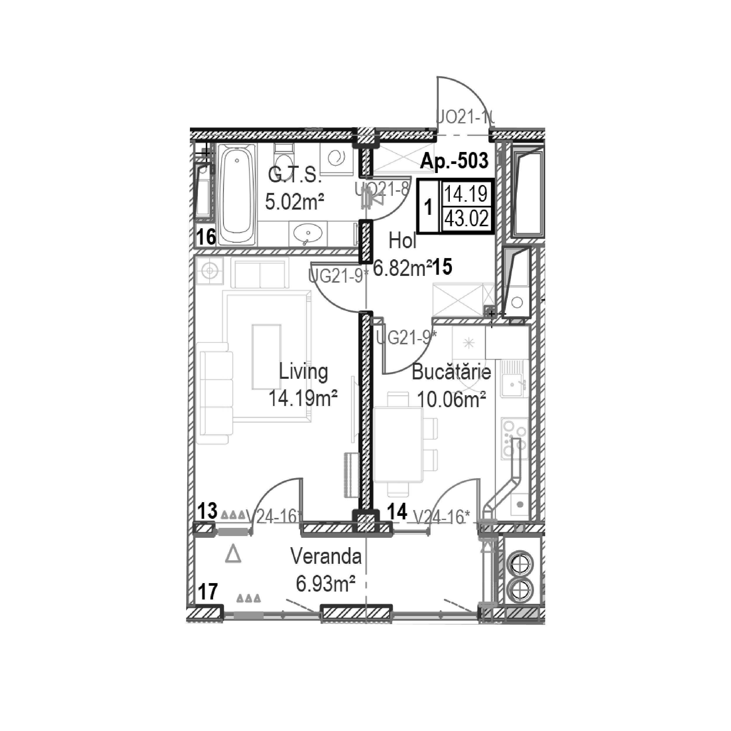 Apartament cu 1 cameră