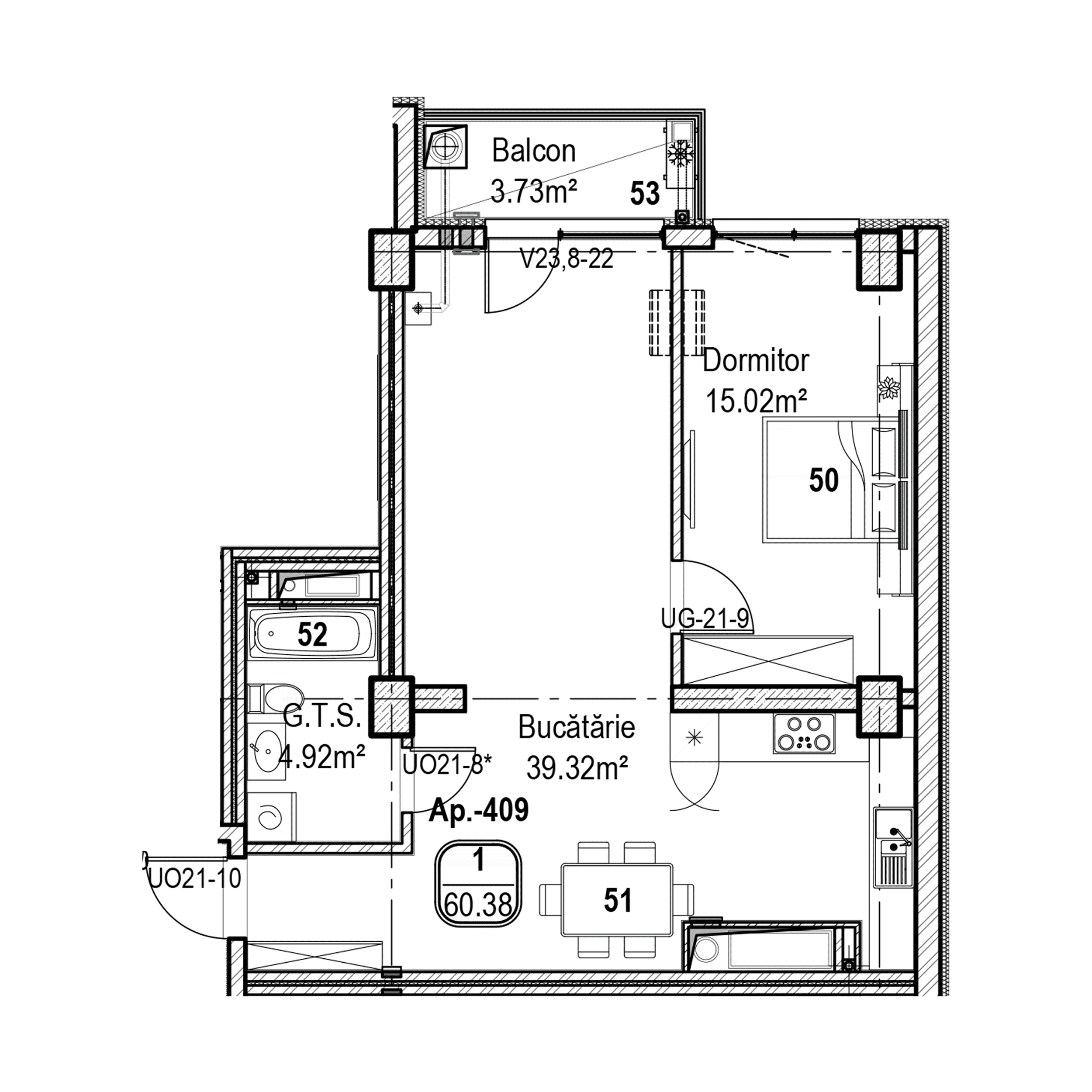 Apartament cu 1 cameră
