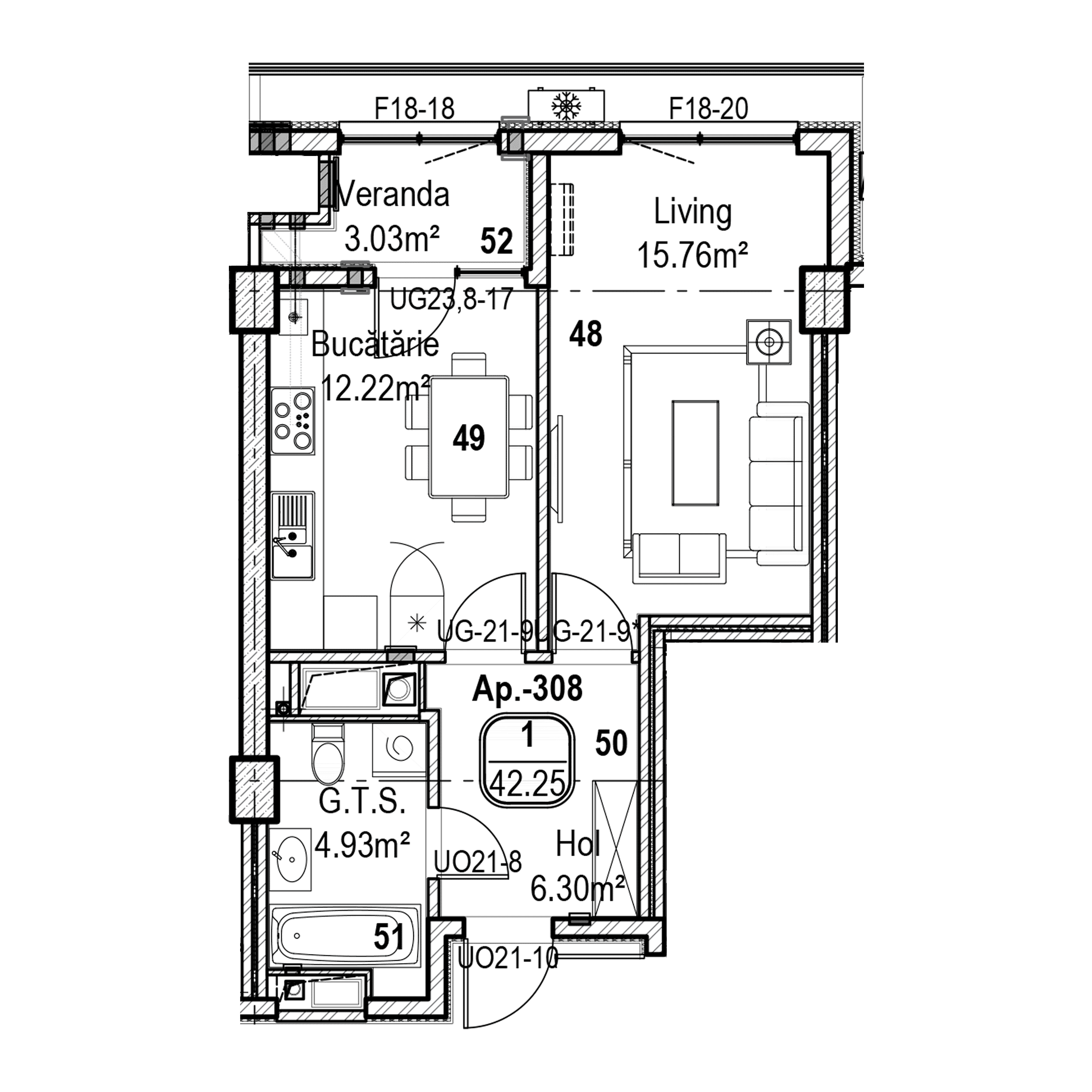 Apartament cu 1 cameră