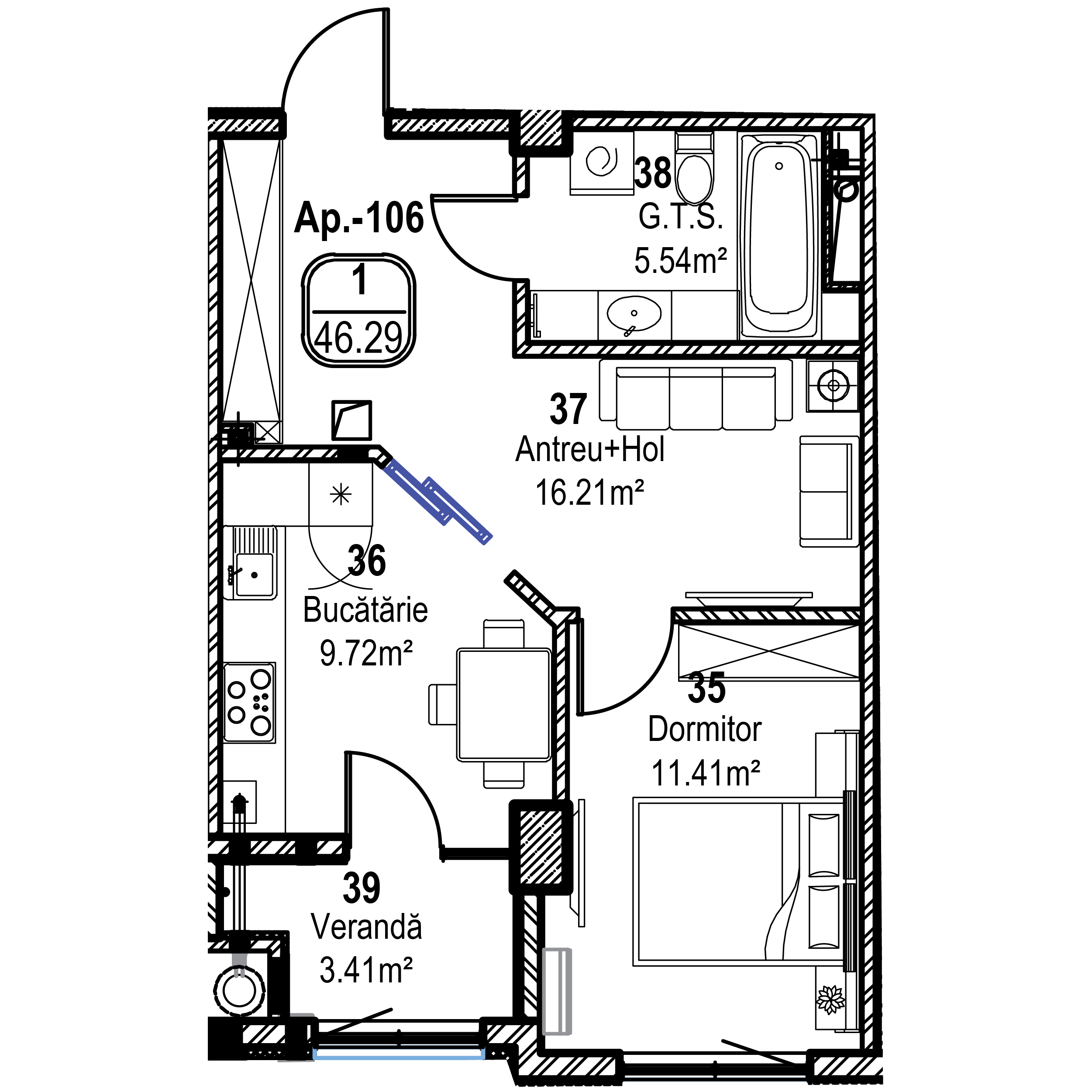 Apartament cu 1 cameră