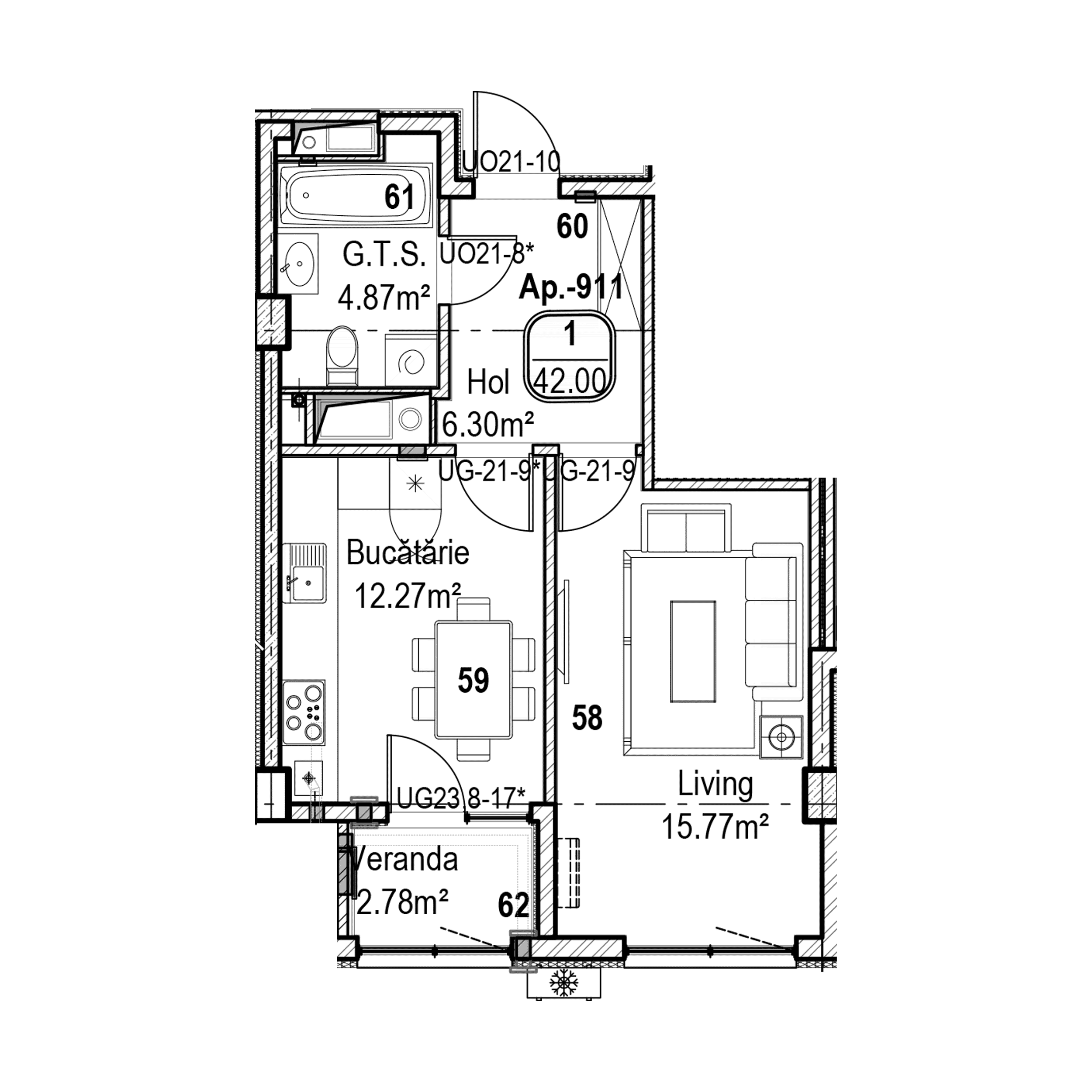Apartament cu 1 cameră