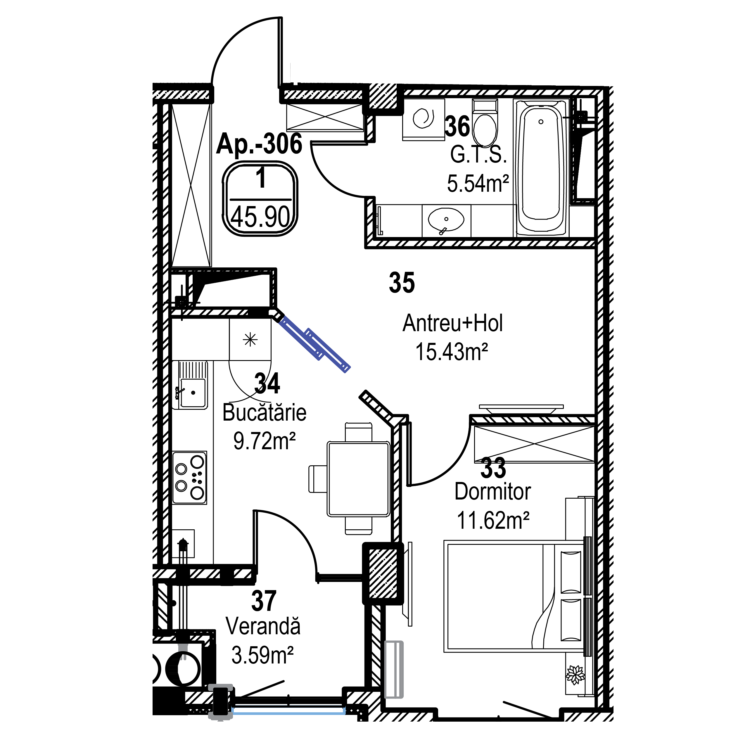 Apartament cu 1 cameră